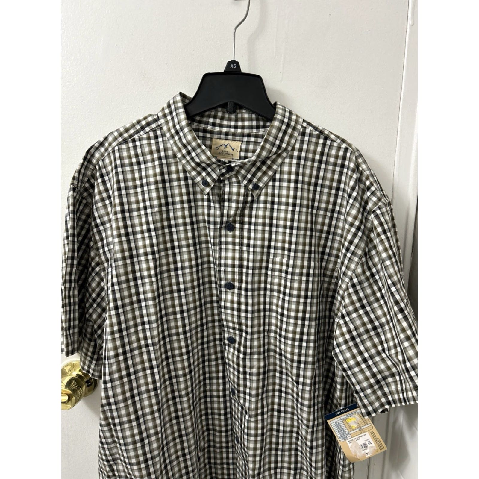 The Mountain Blue Mountain Shirt Mens 2XL Green Oxford Plaid Short Sleeve Button-Down Collar Pocket Cotton Size US XXL / EU 58 / 5 - 2 Thumbnail