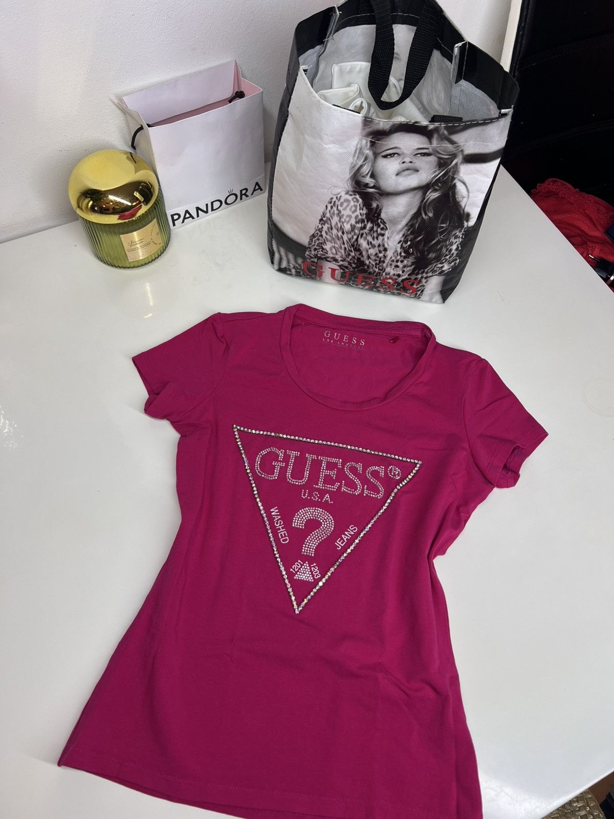 Guess Rózowa koszulka na ramiaczkach GUESS Size XS / US 0-2 / IT 36-38 - 4 Thumbnail