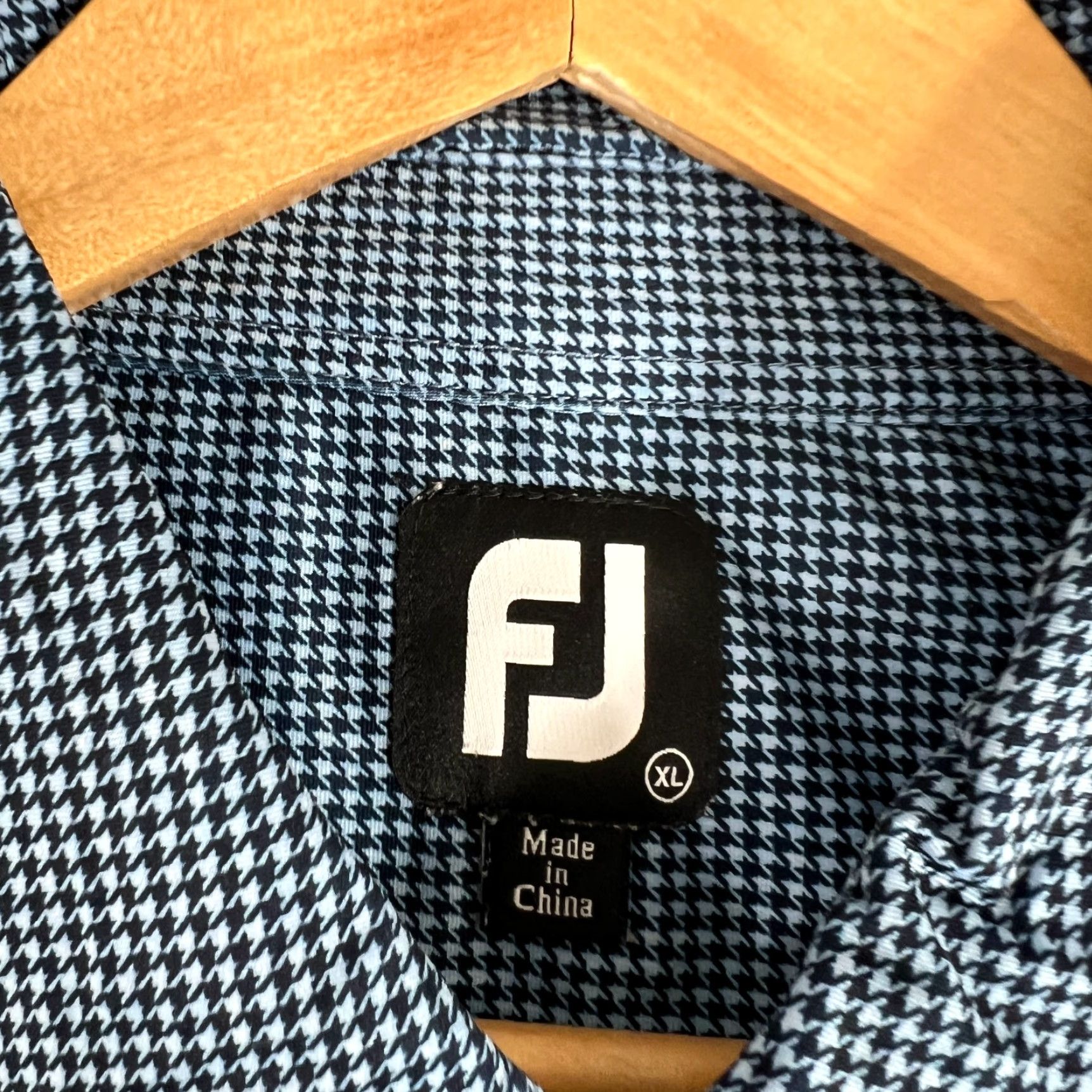 Footjoy FootJoy Polo Men’s XLarge Blue Houndstooth Performance Golf Polo Shirt XL Logo Size US XL / EU 56 / 4 - 4 Thumbnail