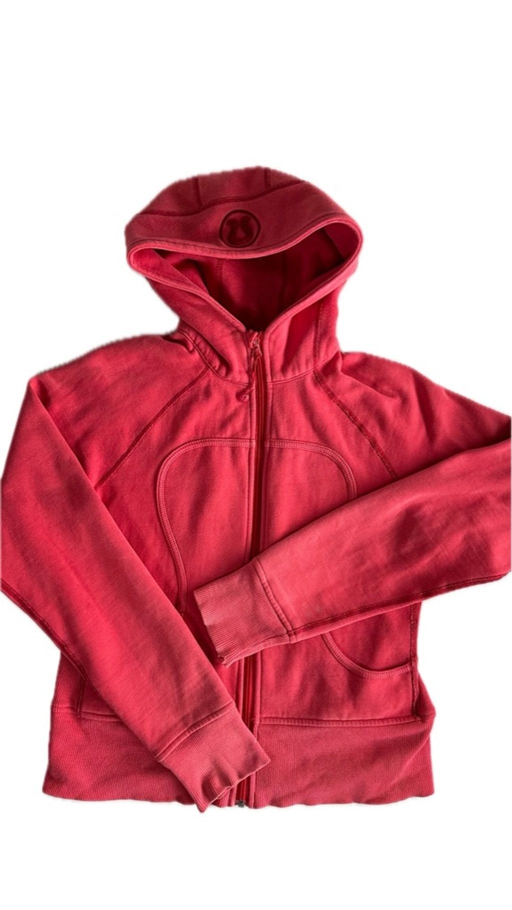 Lululemon Scuba Full Zip Hoodie Crop 8 Red No Thumb Holes Tops