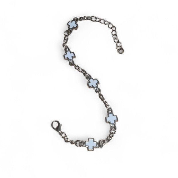 Other Van Cleef Style White Cross Sign Silver Bracelet Hip Hop Size ONE SIZE - 2 Thumbnail