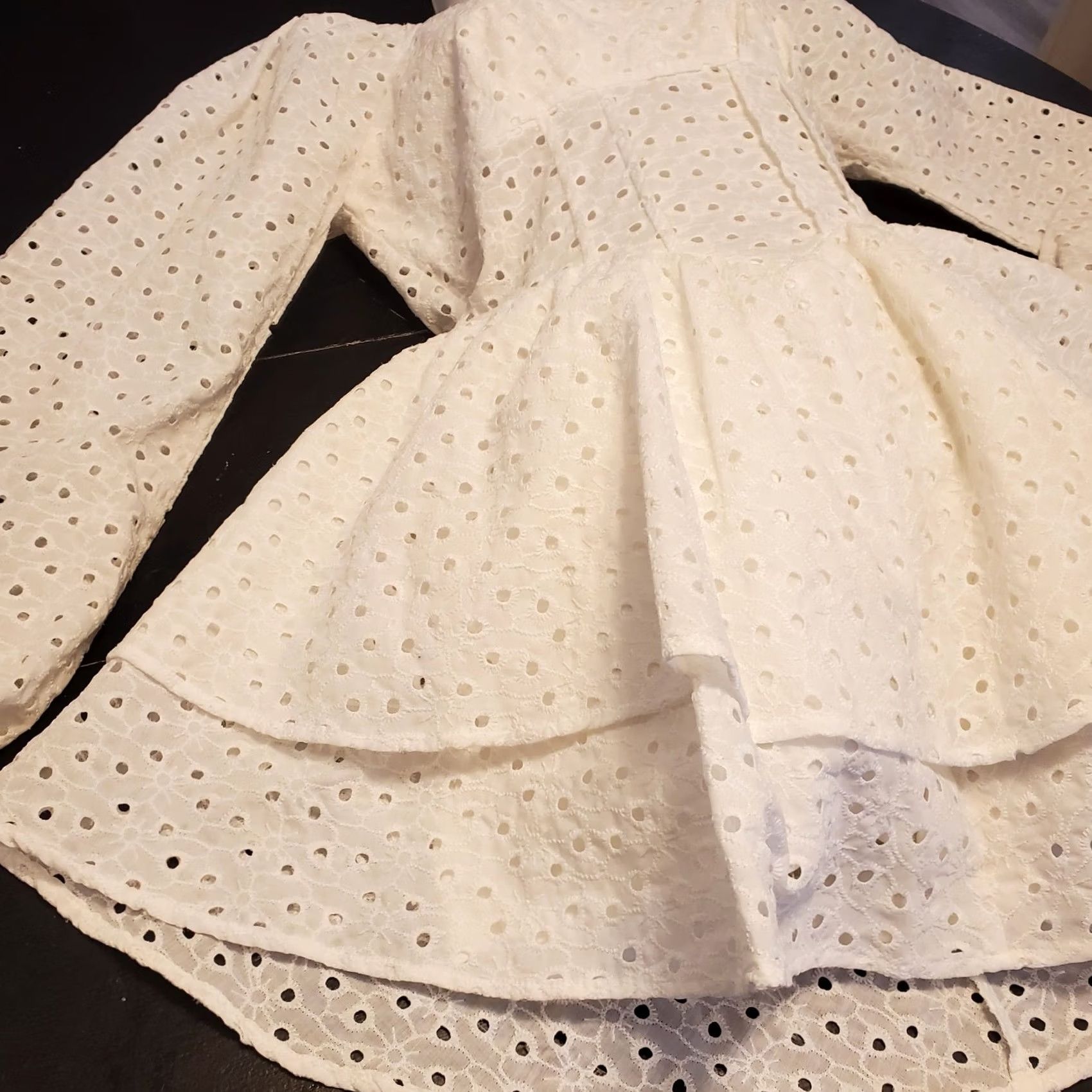 Vintage VINTAGE D & M Eyelet Lace Tiered Mini Dress Bohemian Cottagecore Cowgirl Western XS? Size M / US 6-8 / IT 42-44 - 2 Thumbnail