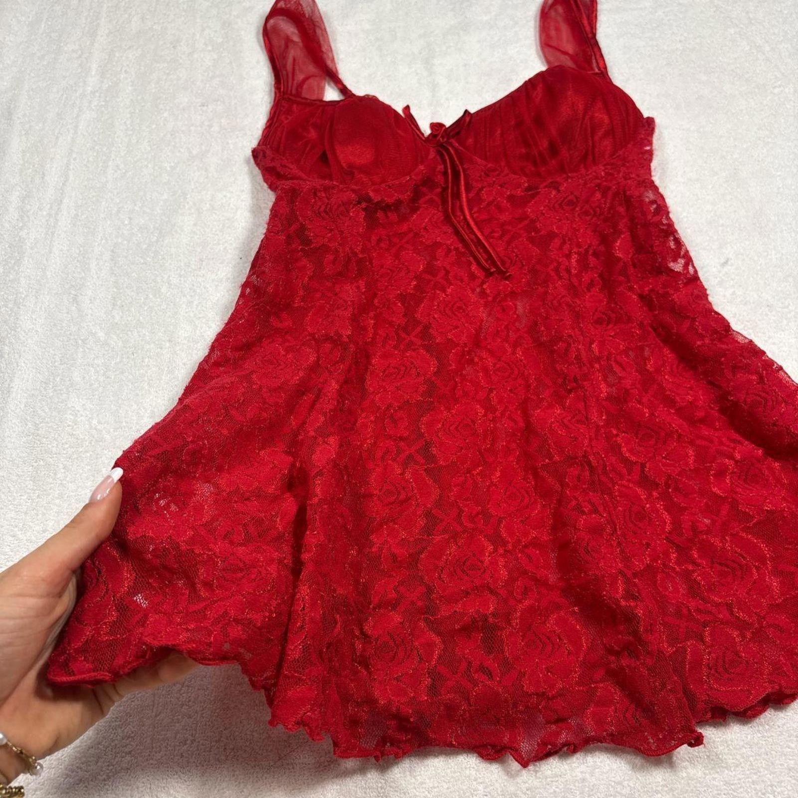 Other vintage red lace slip lingerie top or dress Size L / US 10 / IT 46 - 2 Thumbnail
