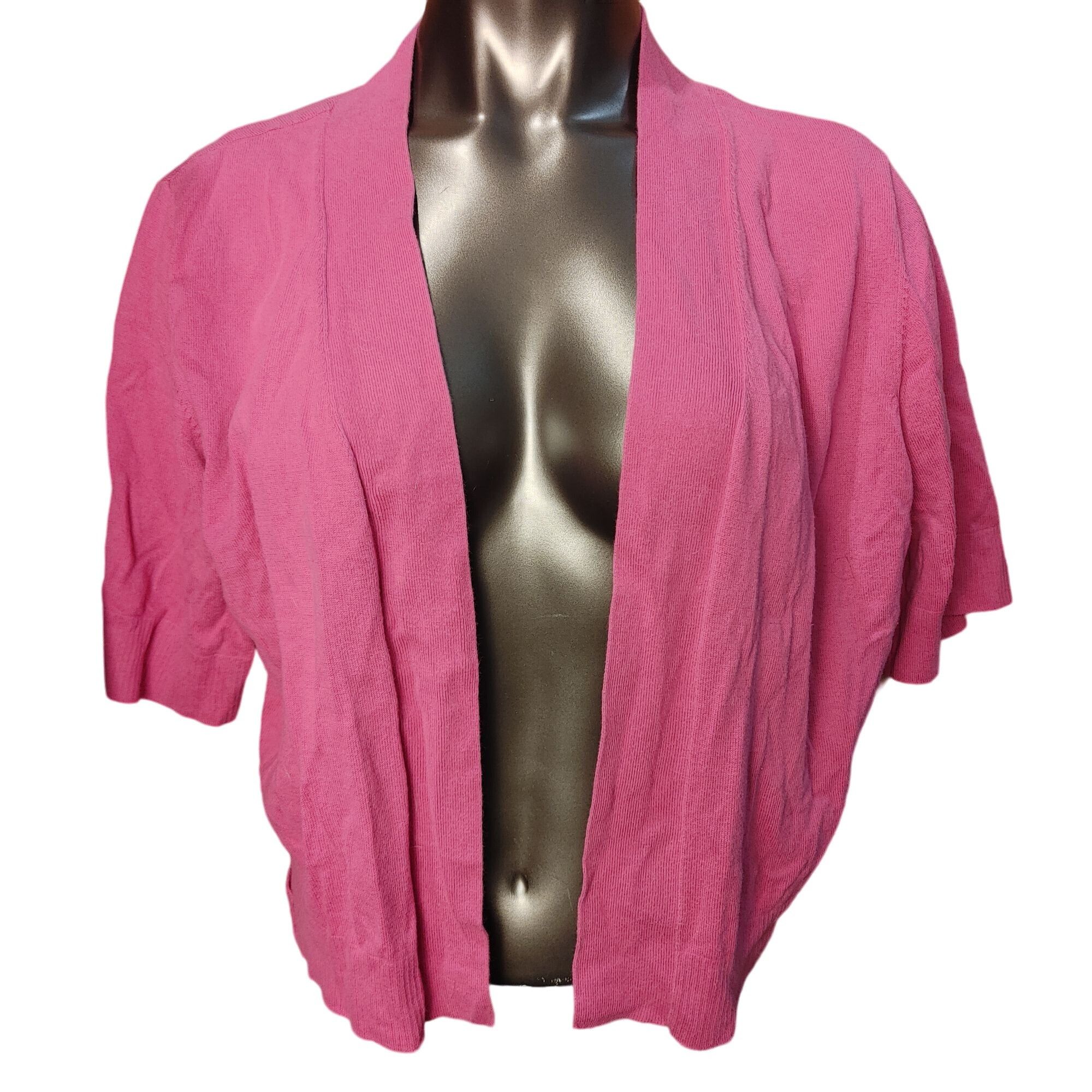 Other Roz & Ali Women's Pink Short Sleeve Open Front Cardigan 2X Size XXL / US 16-18 / IT 52-54 - 1 Thumbnail