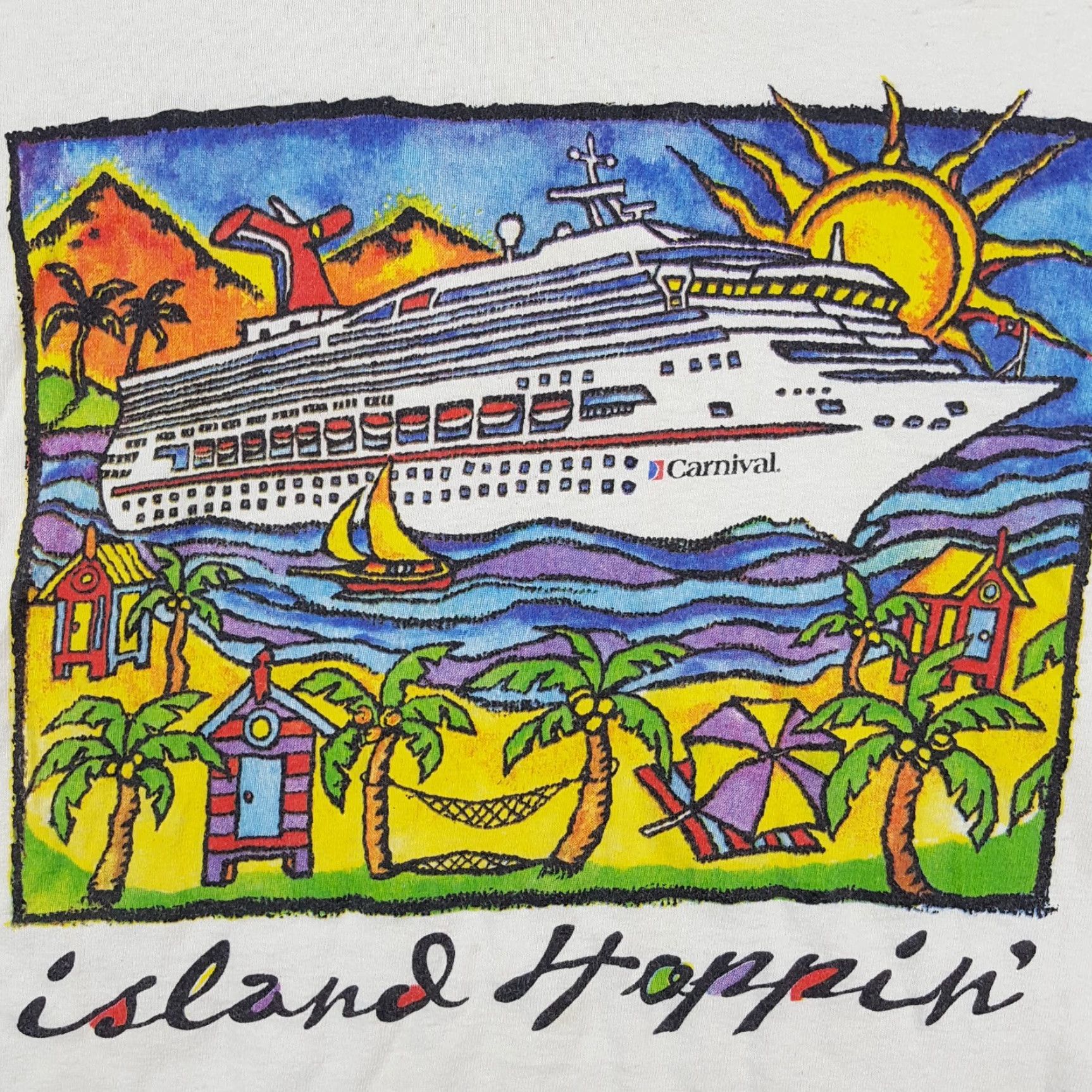 Hanes VINTAGE Hanes Men's T-Shirt Small Summer Beach 90s Retro Tropicana Island Cruise Boat Ship White Size US S / EU 44-46 / 1 - 3 Thumbnail