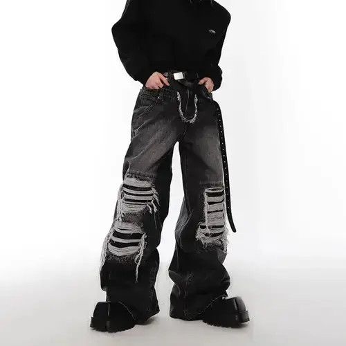 Jean Japanese Opium Ripped pants design high street holes washed Size US 32 / EU 48 - 4 Thumbnail