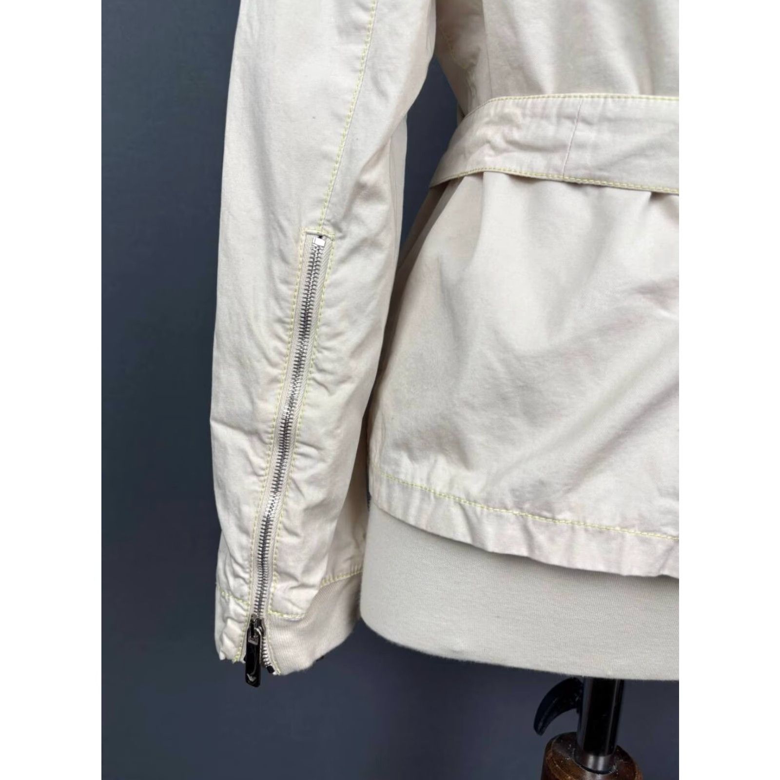 Emporio Armani Emporio Armani Womens Jacket White Cotton Long Sleeve Windbreaker Belt Size ONE SIZE - 7 Thumbnail