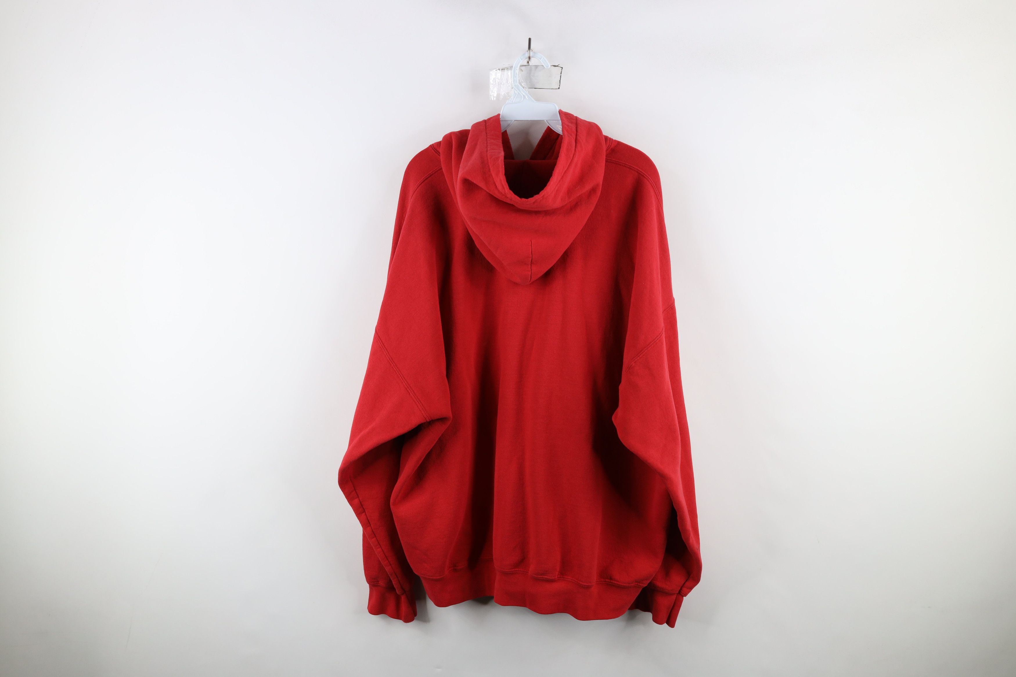 Vintage Vintage 90s Streetwear Thrashed Blank Hoodie Sweatshirt Red Size US XXL / EU 58 / 5 - 14 Thumbnail
