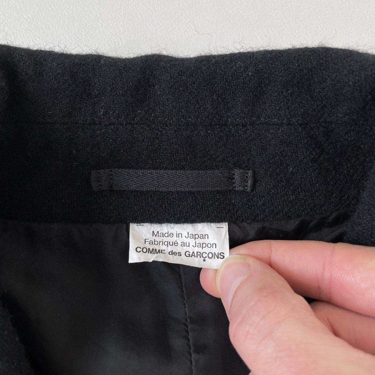 Comme des Garcons Homme Deux A/W 19 Black Brushed Wool Overcoat Size US L / EU 52-54 / 3 - 6 Thumbnail