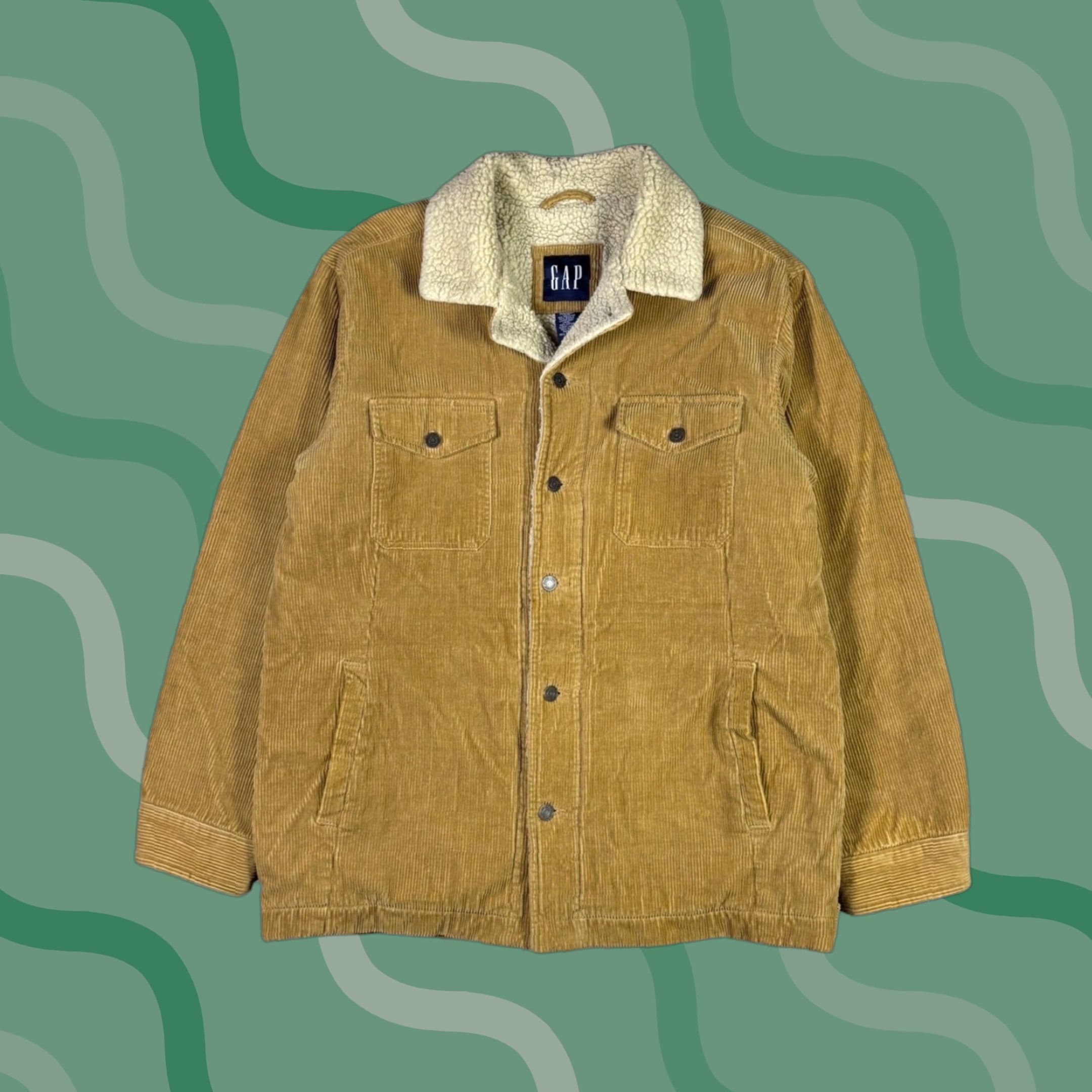Gap VINTAGE Gap Trucker Jacket Mens Medium Corduroy Lined Insulated 90s Brown Tan Jacket Coat Casual Workwear Logo Button Front Shipping N/A Size US M / EU 48-50 / 2 - 1 Thumbnail