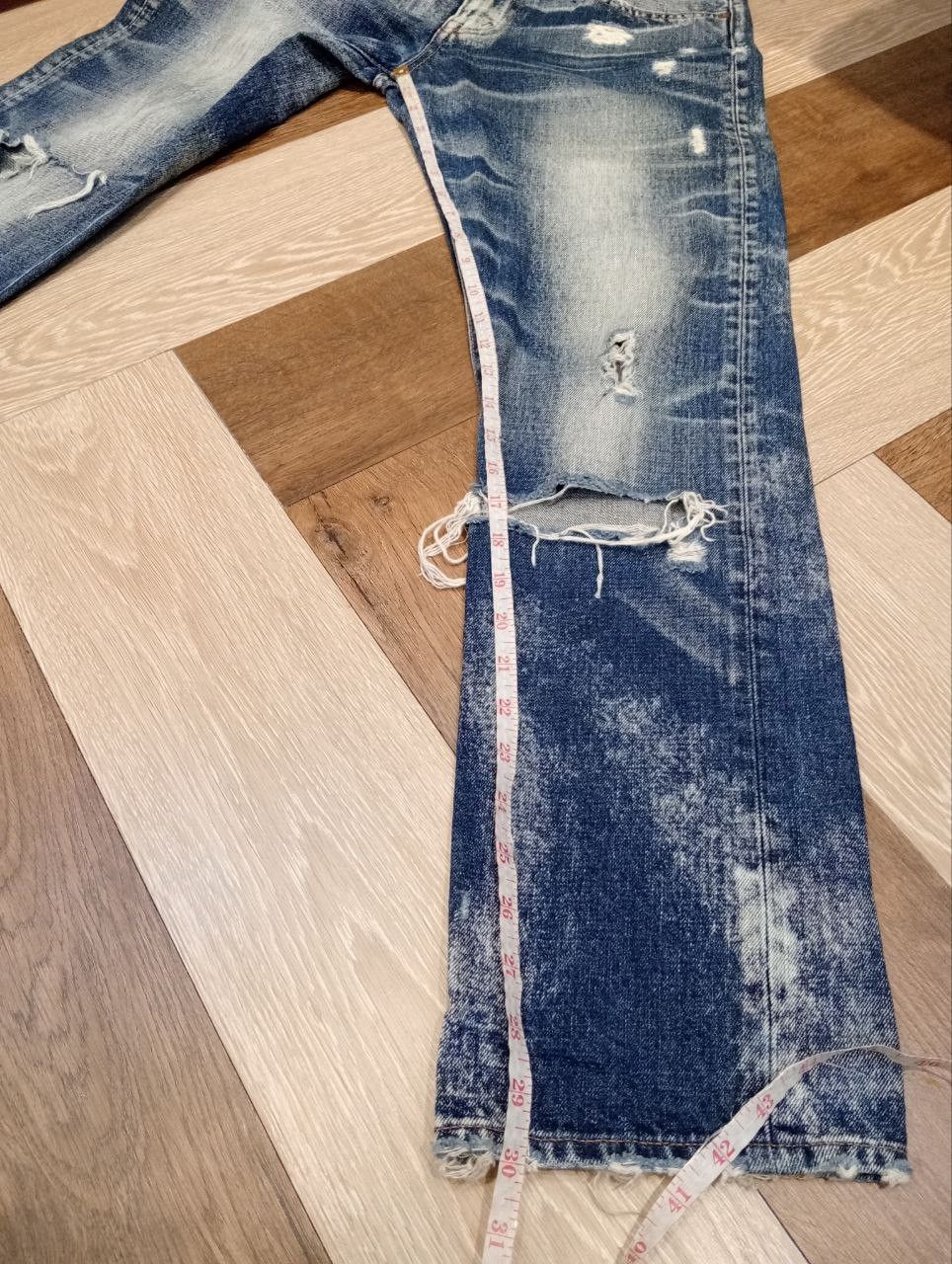 Japanese Brand RNA THE ALTERNATIVE SYNDROME BLUE DISTRESSED DENIM PANTS Size US 31 - 14 Thumbnail