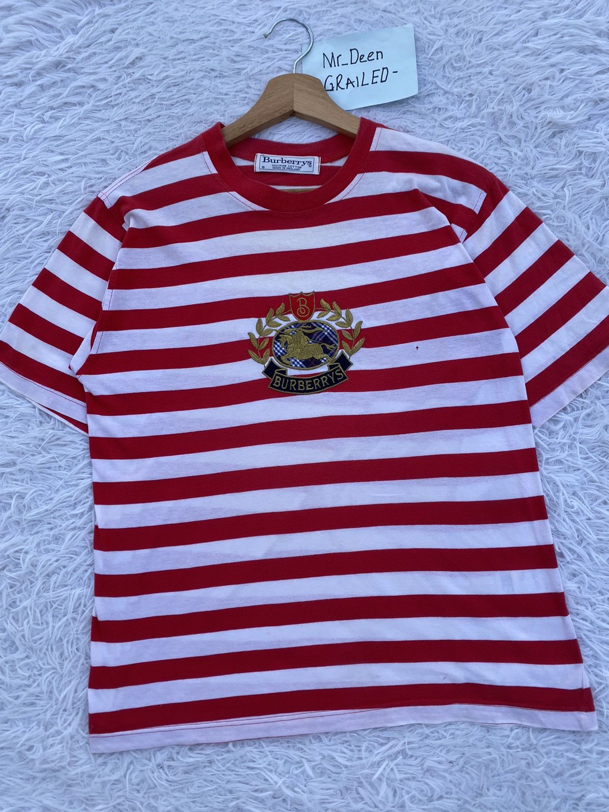 Burberry Rare Vintage Burberry Spellout Biglogo Stripes Tshirt Size US M / EU 48-50 / 2 - 6 Thumbnail