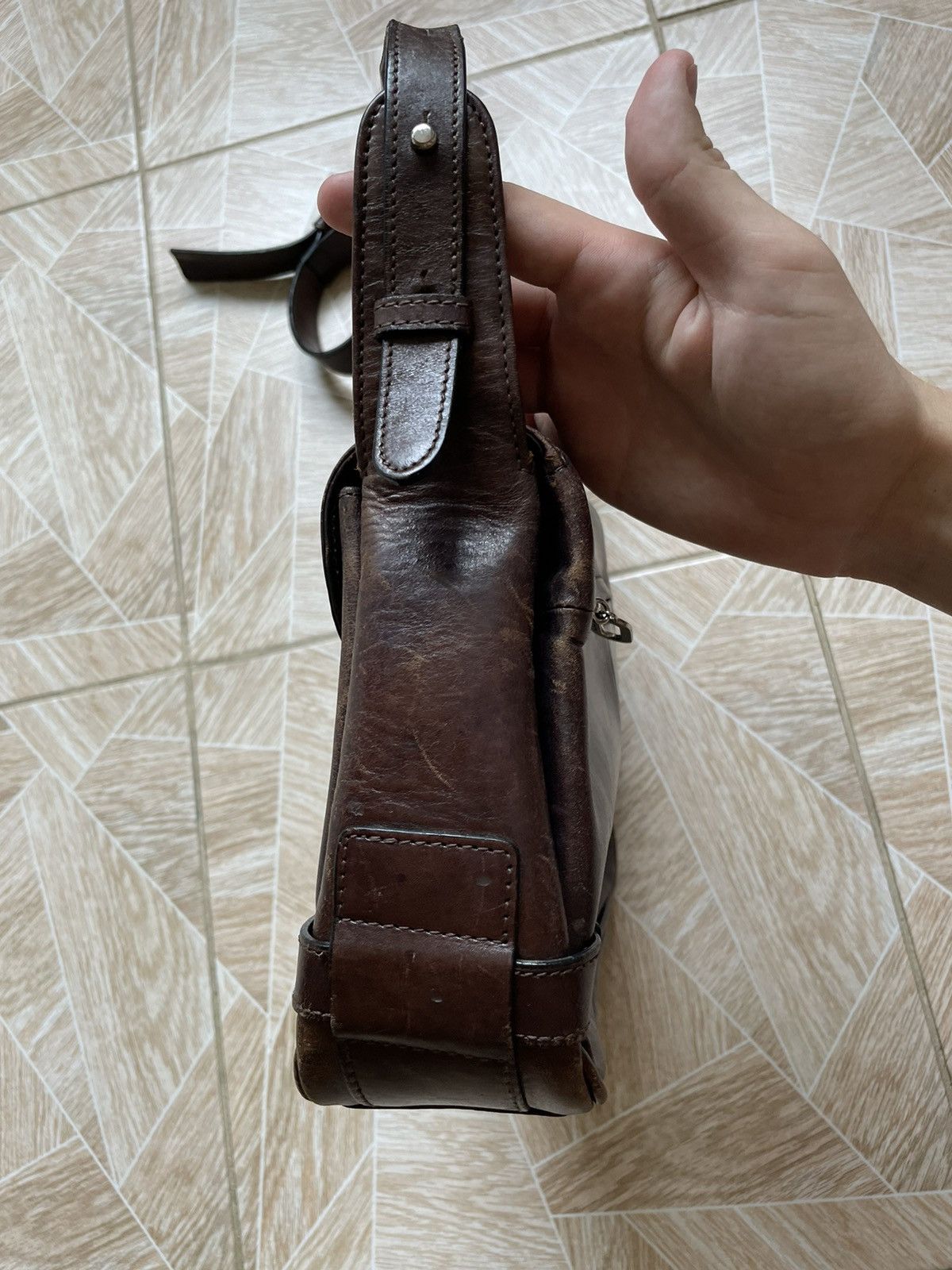 Vintage Retro Vintage Claudio Ferrici Leather Brown Shoulder Bag Size ONE SIZE - 10 Thumbnail