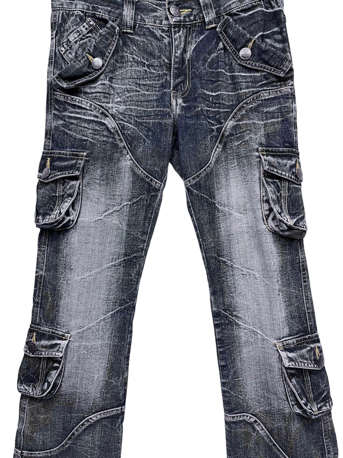 LOWBOX LOWBOX JAPAN Punk Distressed Whiskered Multipocket Flared Size US 29 - 8 Thumbnail