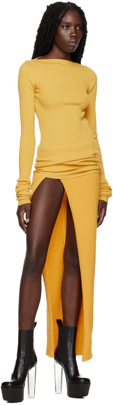 Rick Owens o1y0126 Mini Skirt in Mustard Size 27" / US 4 / IT 40 - 4 Thumbnail