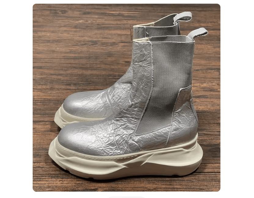 Rick Owens Drkshdw Rick Owens Men's Silver Stretch Crepe Chelsea Boots Size US 10 / EU 43 - 3 Thumbnail