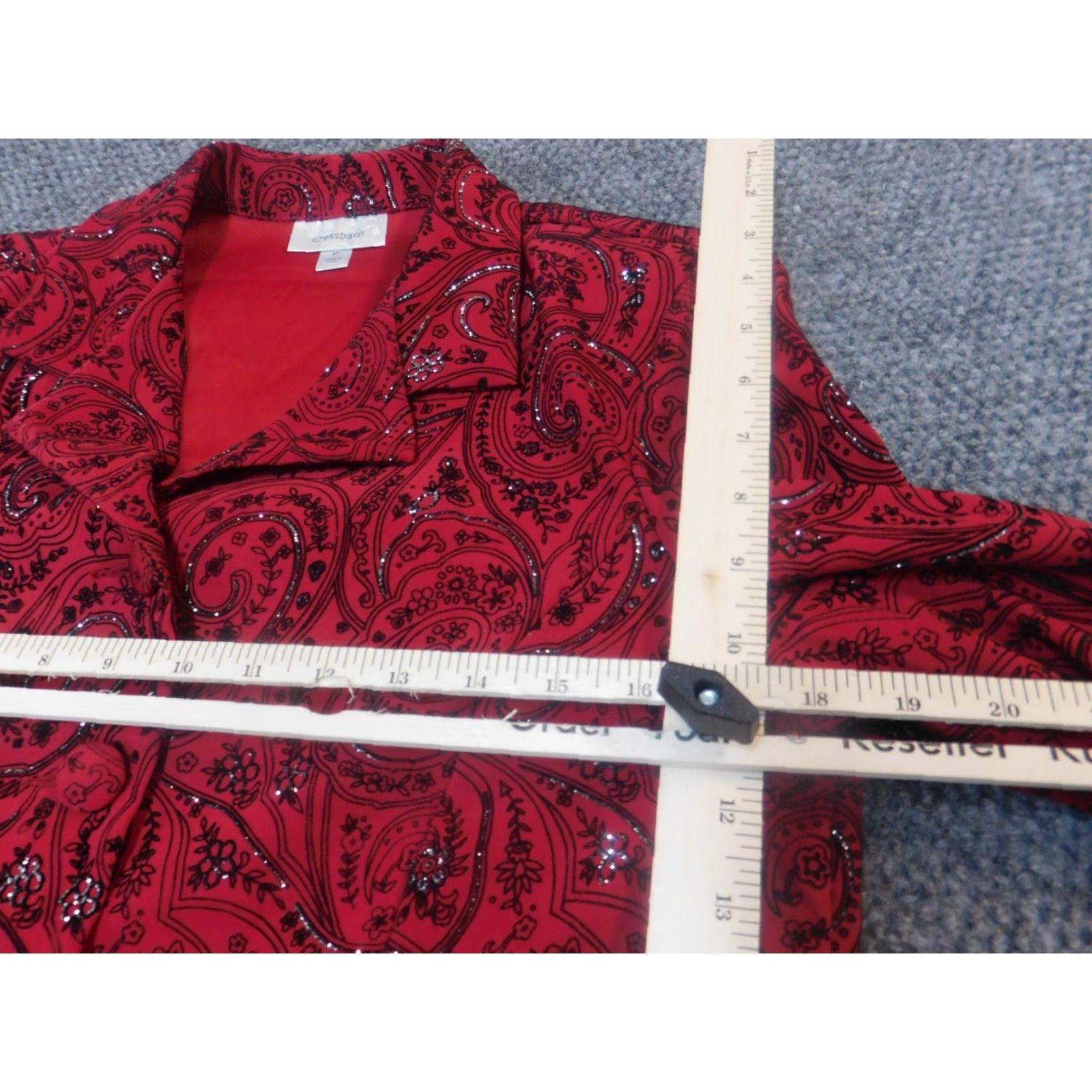 Vintage Dressbarn Blazer Jacket Womens M Red Floral Long Sleeve Lightweight Polyester Casual Business Size M / US 6-8 / IT 42-44 - 6 Thumbnail