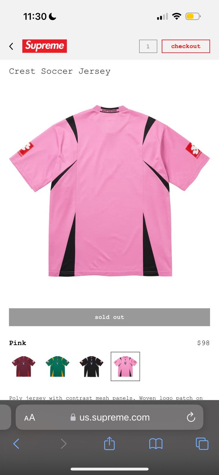 Supreme Crest Soccer Jersey ピンク L