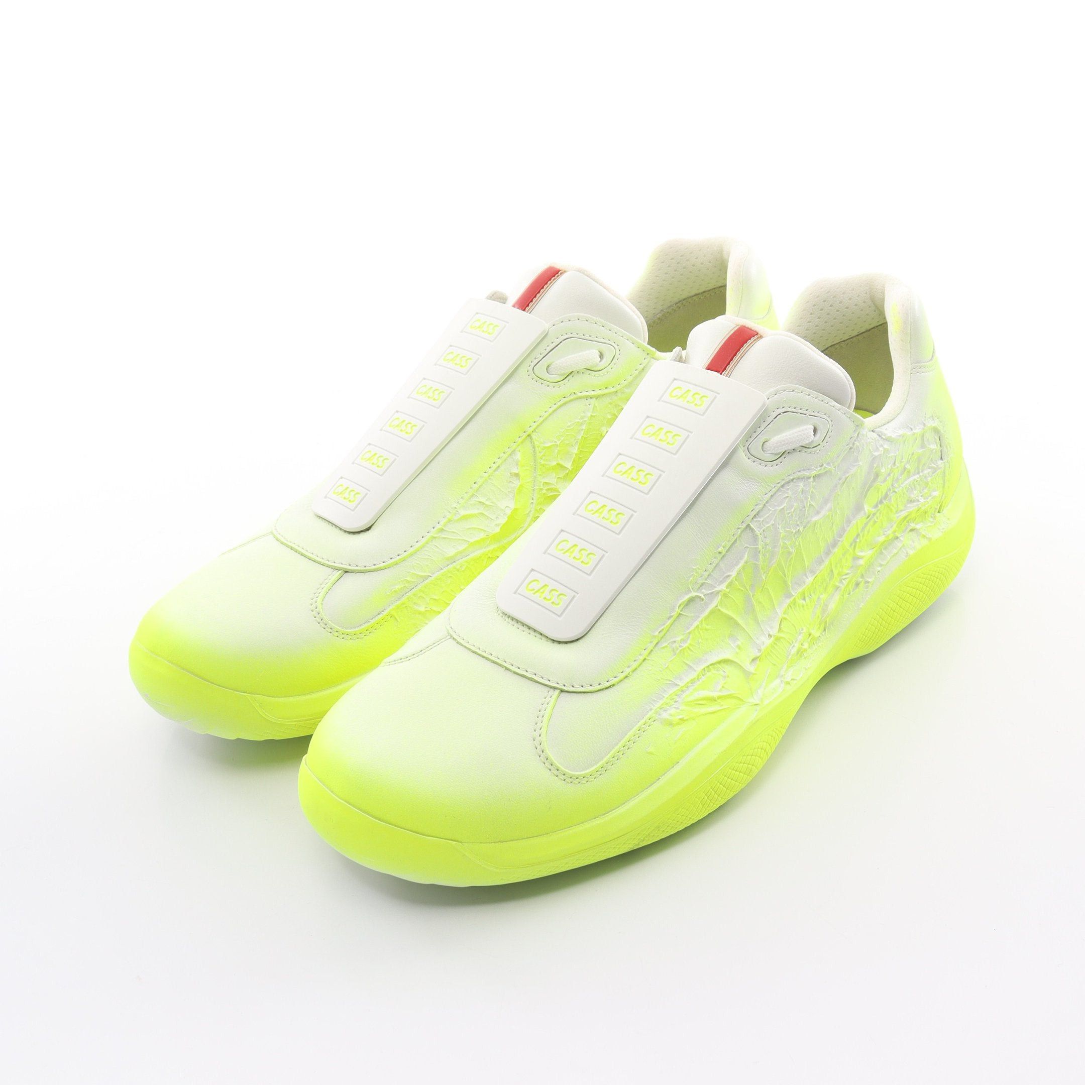 image of Prada Cass America's Cup Sneakers Leather White Yellow, Men's