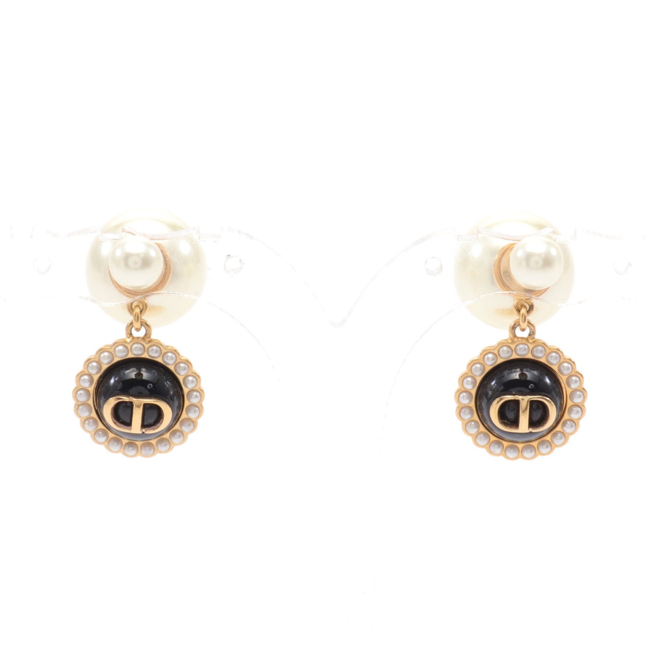 Dior Dior Tribales Earrings Gp Glass Fake Pearl Gold Black White Size ONE SIZE - 1 Thumbnail
