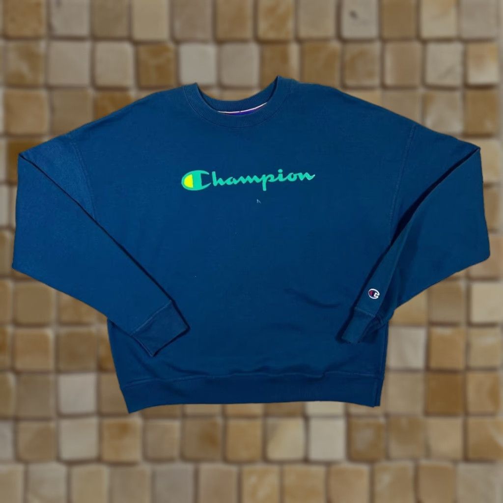 Champion CHAMPION Crewneck Sweatshirt Blue Graphic Big Logo Spellout Medium Mens Sweatshirt Size US M / EU 48-50 / 2 - 1 Thumbnail