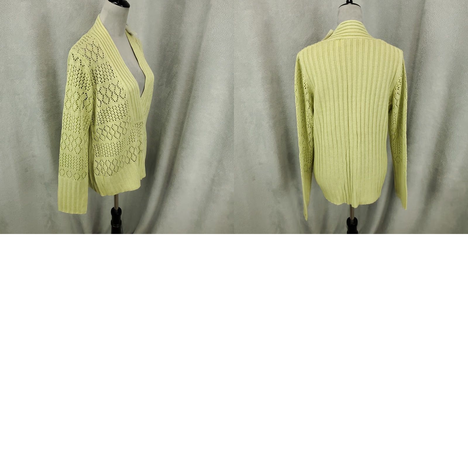 Liz Claiborne **Liz Claiborne Womens XL Light Green Open Knit V-Neck Sweater NWT** User: **Liz Claiborne Womens Light Green XL Open Knit V-Neck Sweater NWT** Size XL / US 12-14 / IT 48-50 - 9 Thumbnail