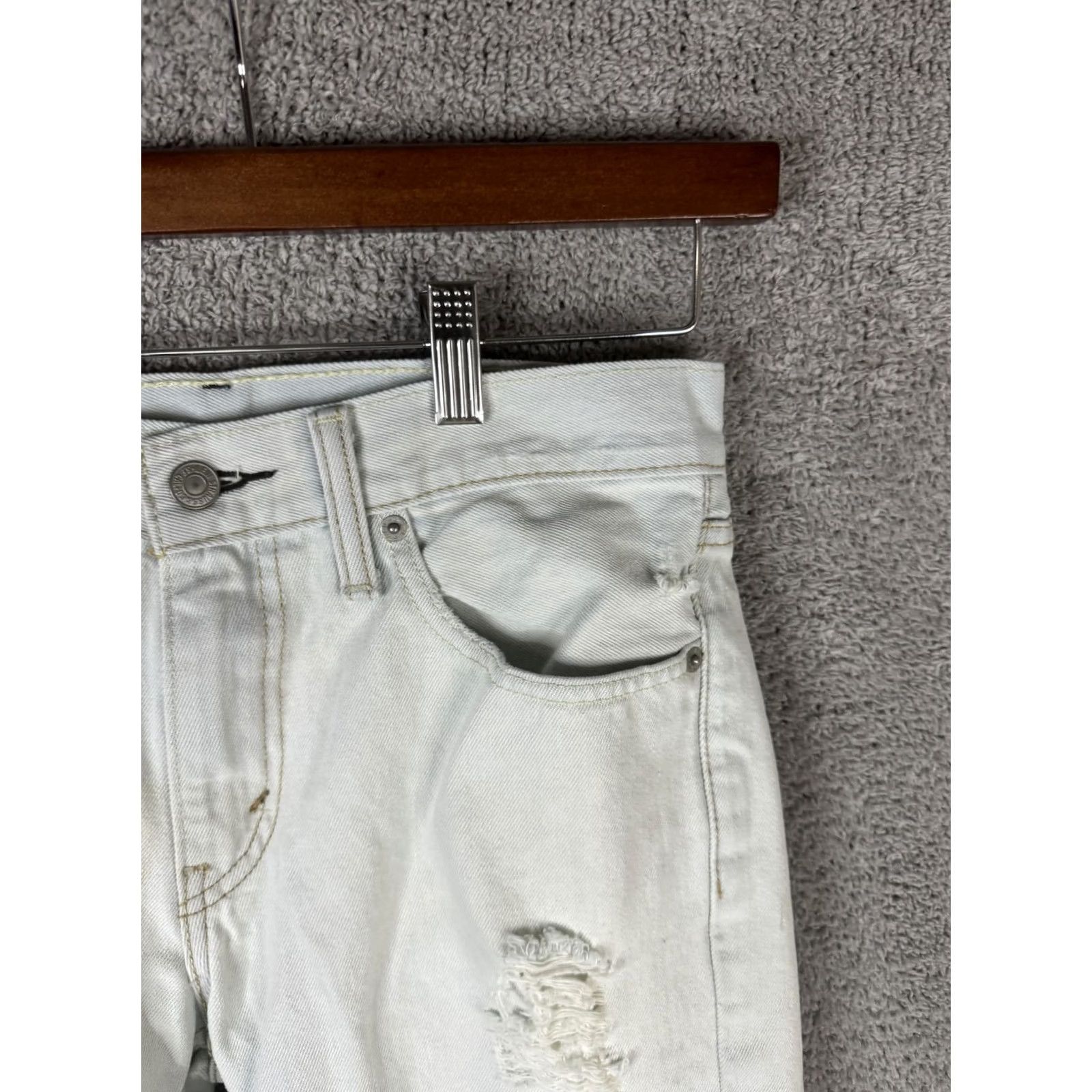 Levi's Levi's 511 Jeans Mens 31x32 White Slim Distressed Ripped Tapered Stretch Denim Wool? Size US 31 - 3 Thumbnail