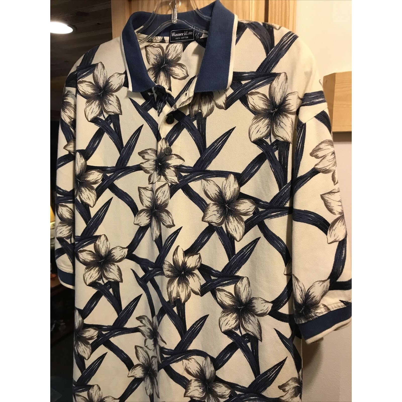 Other Winner Mate Vintage Men’s M Beige Blue SS Cotton Polo Shirt Size US M / EU 48-50 / 2 - 6 Thumbnail