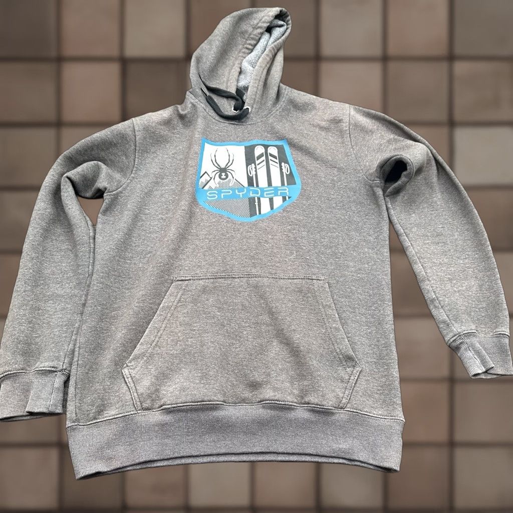 Spyder Spyder Hoodie Mens Medium Gray Cotton Fleece Pullover Hooded Logo Graphic Print Outdoor Sweatshirt Size US M / EU 48-50 / 2 - 1 Thumbnail