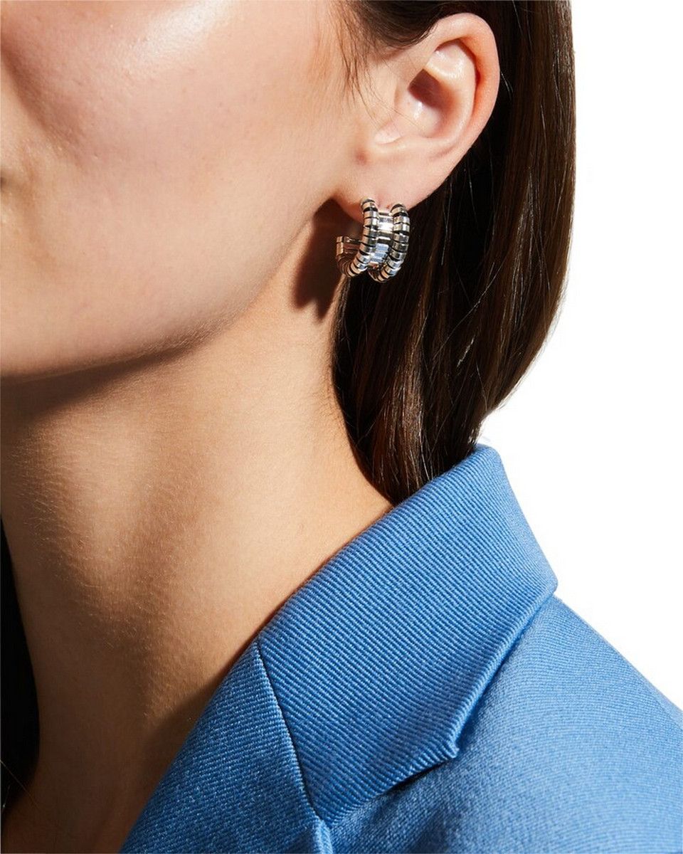 Bottega Veneta BOTTEGA VENETA Staple mini Sterling silver hoop earrings q Size ONE SIZE - 2 Thumbnail