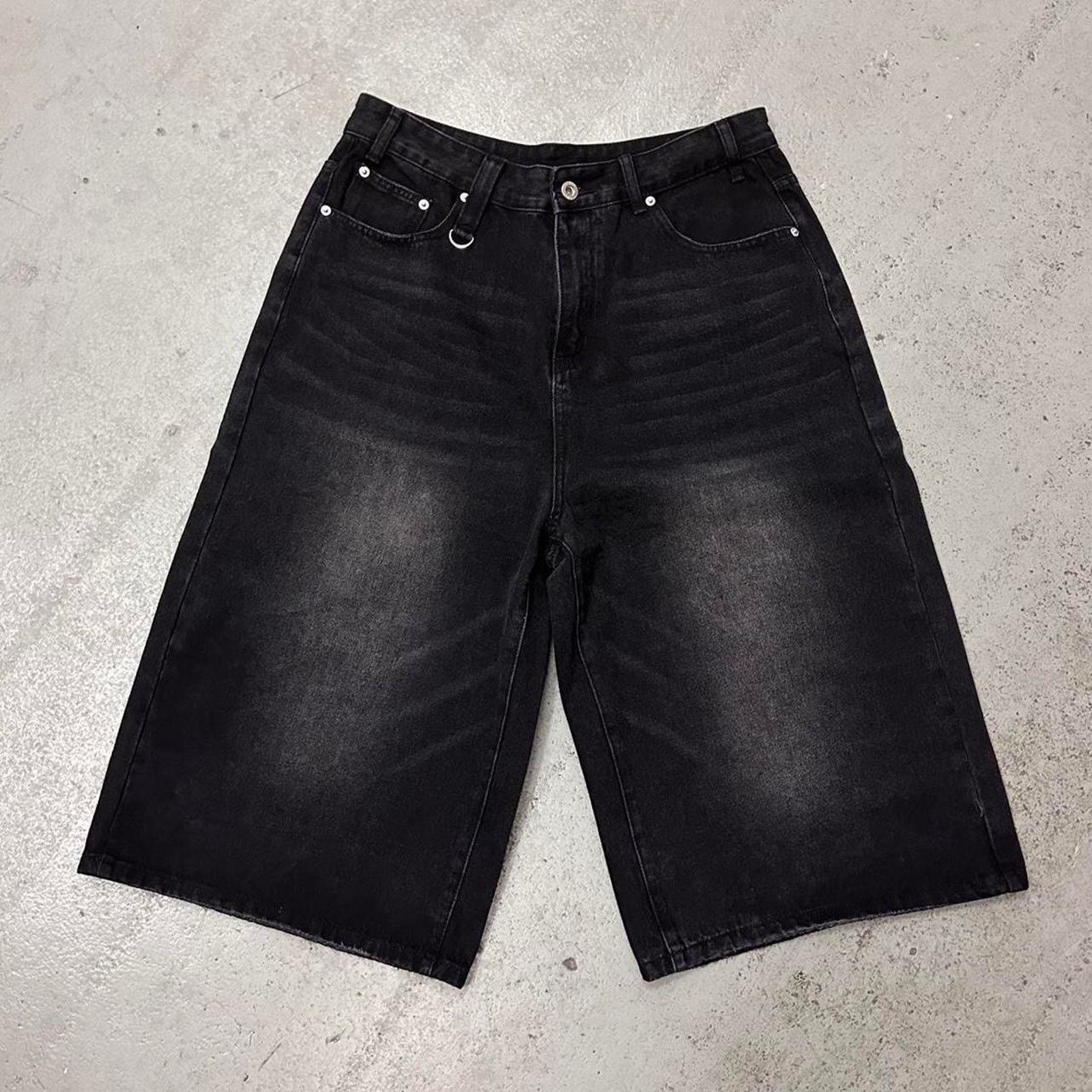 Vintage BLACK FADE WIDE LEG BAGGY JORTS 34 WAIST Size US 34 / EU 50 - 1 Thumbnail