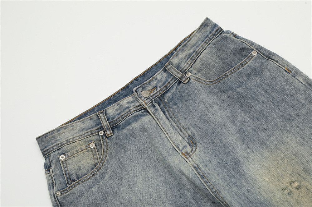 Japanese Brand × Jean Distressed men's punk ripped straight-leg raw-edge jeans Size US 32 / EU 48 - 4 Thumbnail