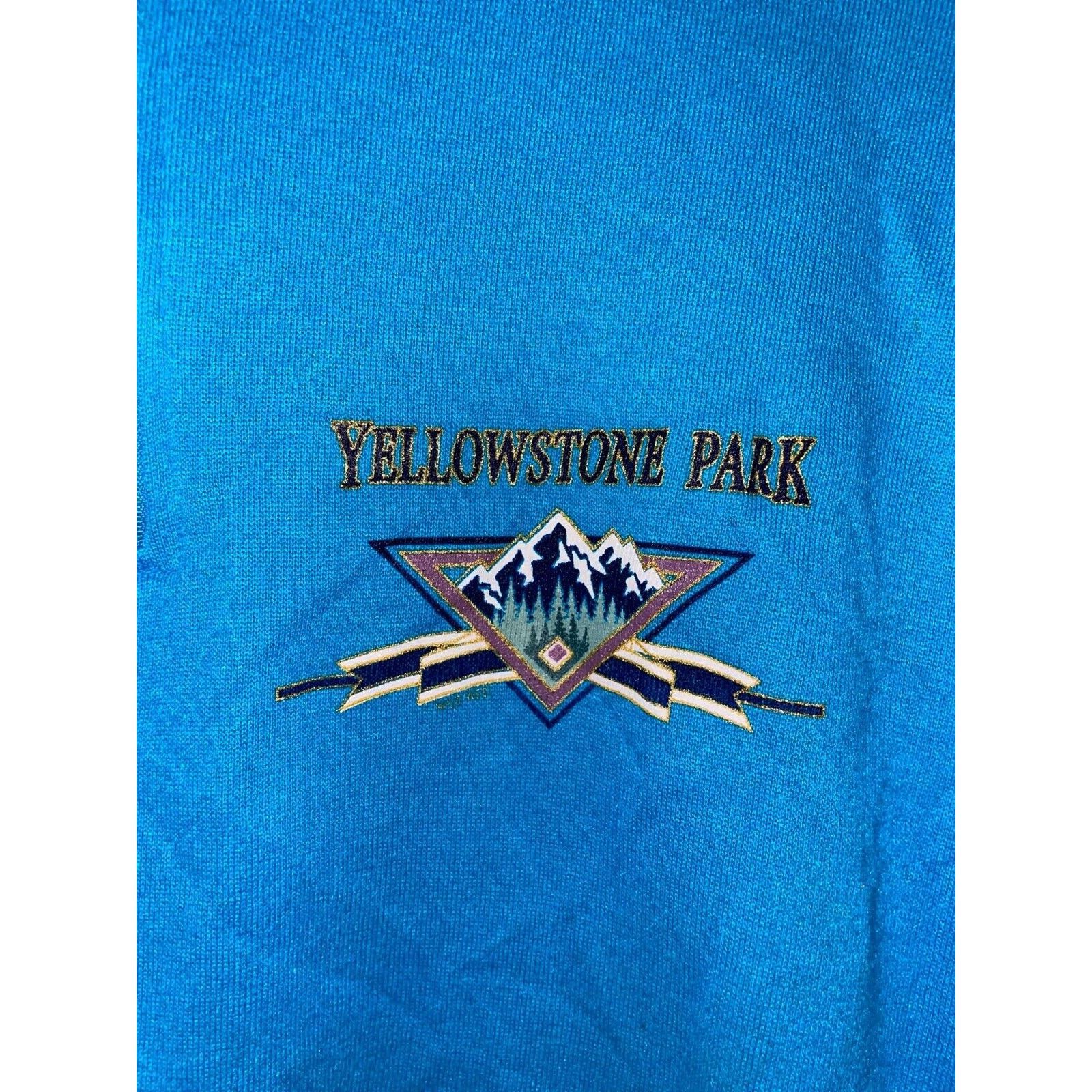 Jerzees Vintage Yellowstone Park Sweatshirt 1/4 Zip Crewneck VTG 90s Size US L / EU 52-54 / 3 - 3 Thumbnail