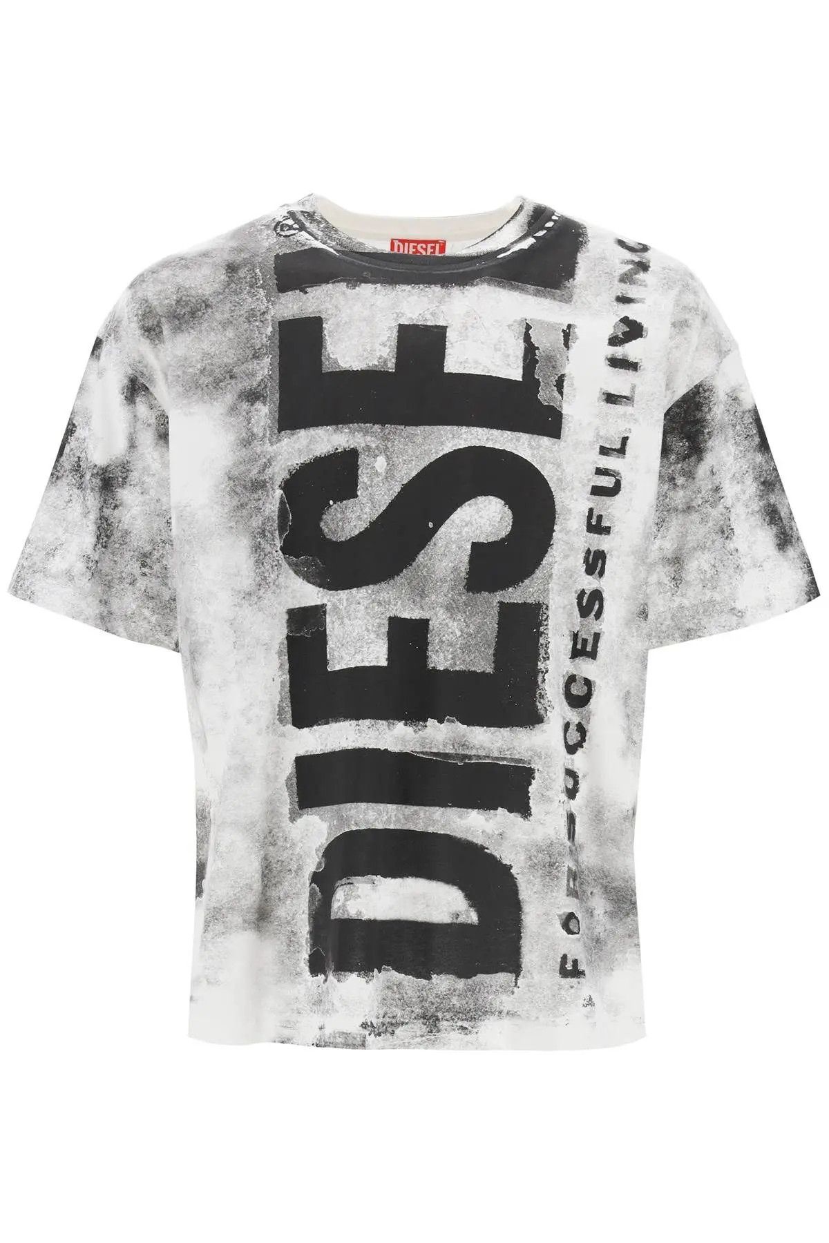 image of O1S22I1N0224 Oversized Diesel Printed T-Shirt In Black, Men's (Size Small)