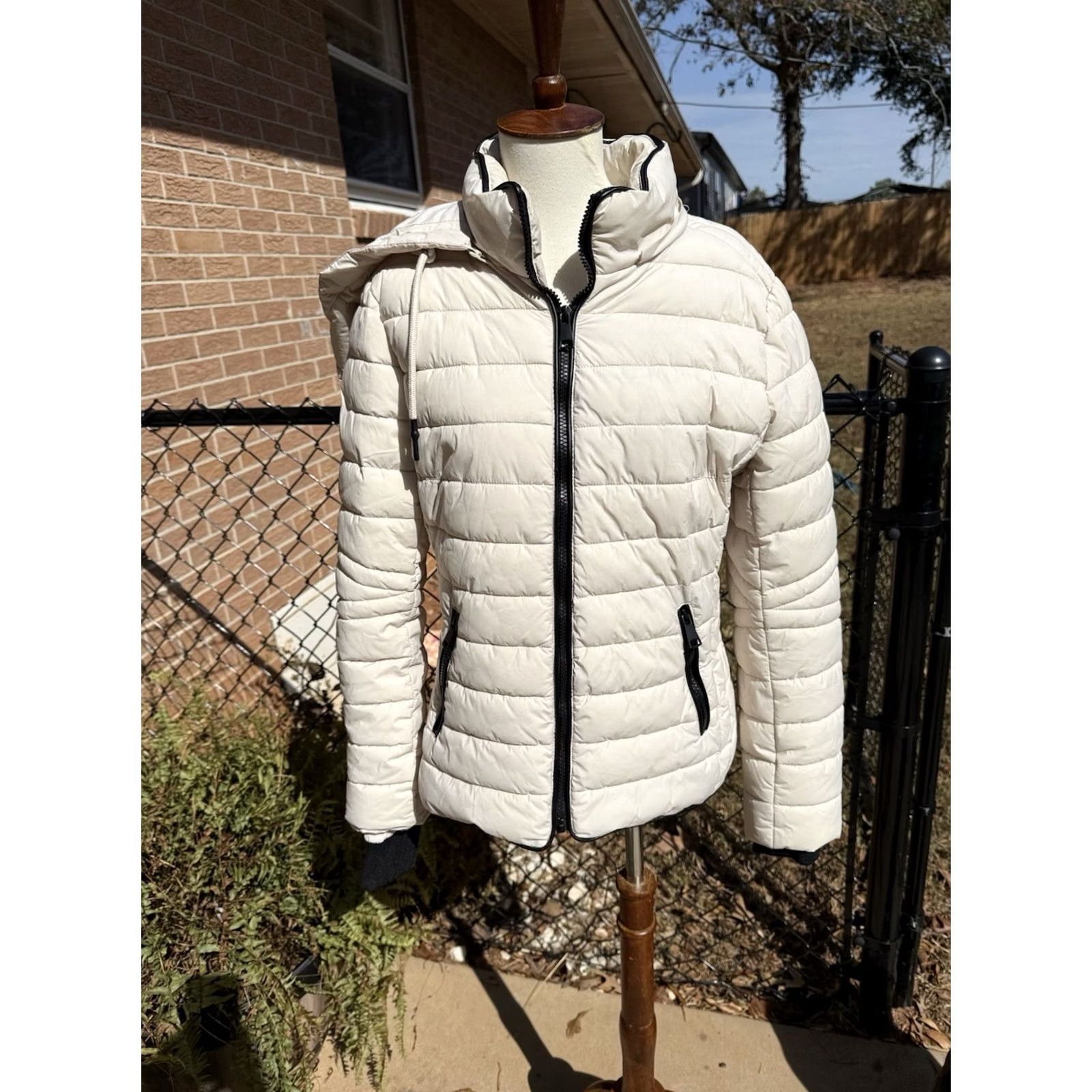 Vintage GREENLANDER Jacket Womens Puffer Ivory Zip Hooded Quilted L Size L / US 10 / IT 46 - 3 Thumbnail