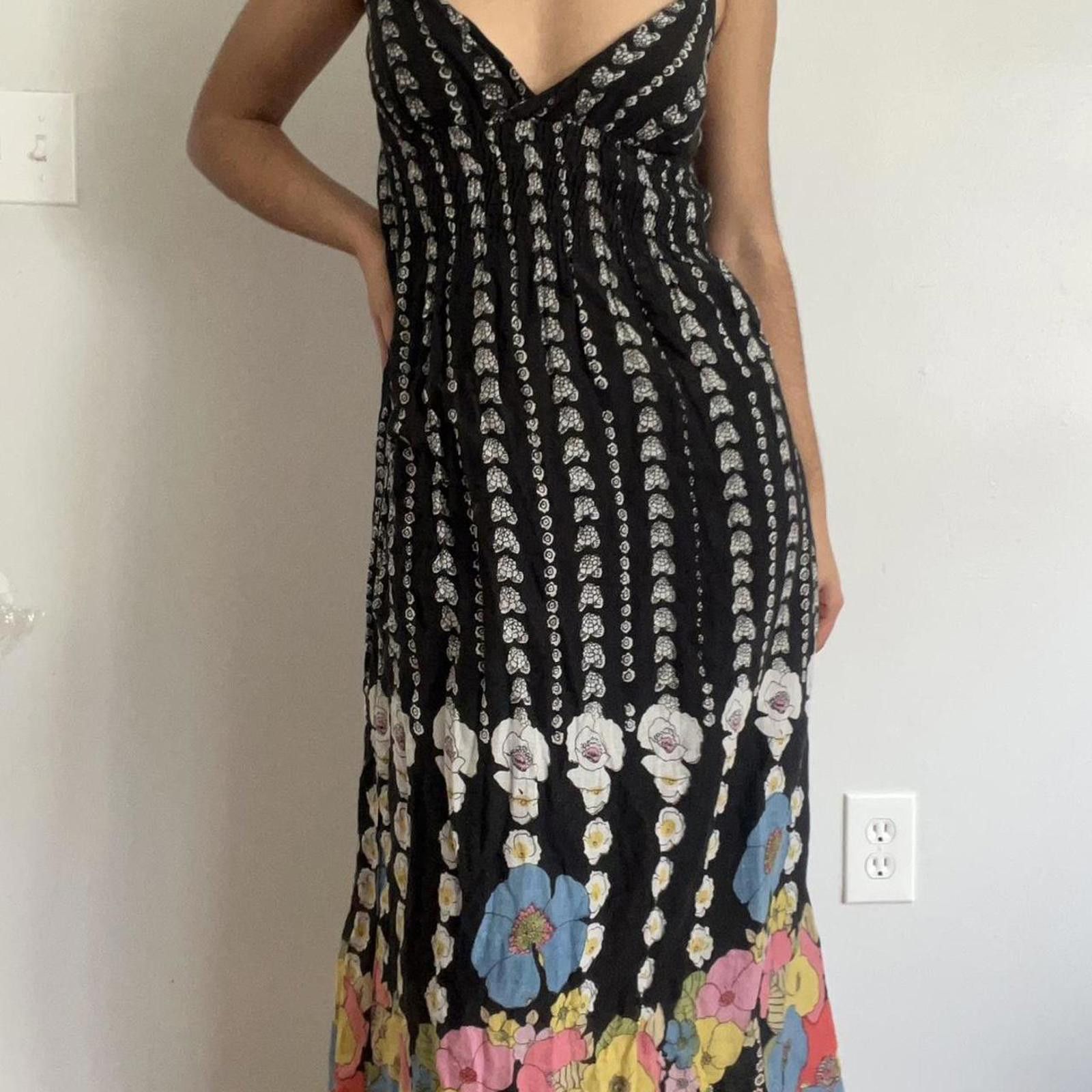 Other Black & multi-colored maxi dress with floral spaghetti strap Size S / US 4 / IT 40 - 2 Thumbnail