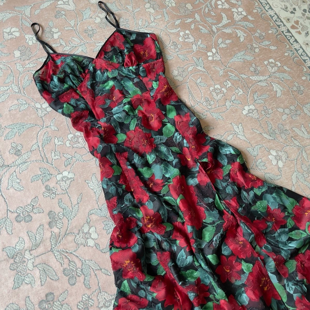 Victoria's Secret Victoria’s Secret 1990s Floral Burnout Maxi Slip Dress (L) Size L / US 10 / IT 46 - 11 Thumbnail