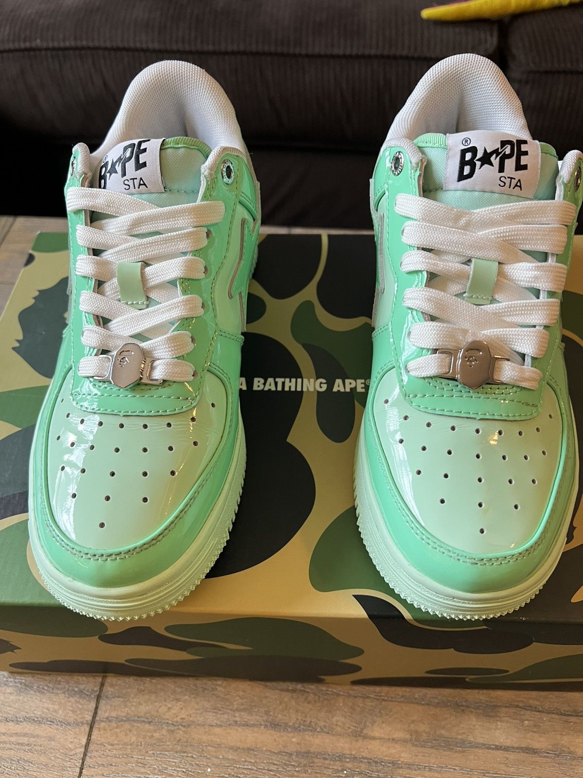 Bape Wnms BAPESTA green trainers Size US 6 / IT 36 - 2 Thumbnail
