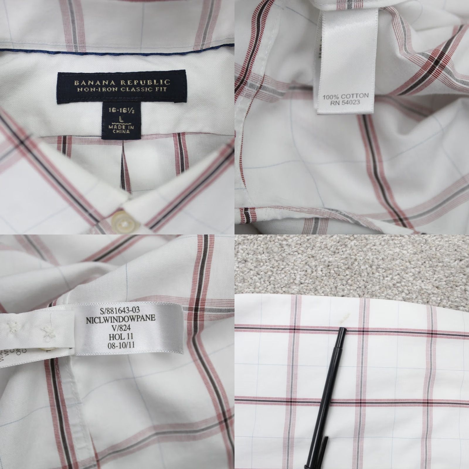 Banana Republic Banana Republic Shirt Mens Large 16-16 1/2 White Red Non-Iron Classic Fit L/S Formal Casual Workwear Men Size US L / EU 52-54 / 3 - 8 Thumbnail