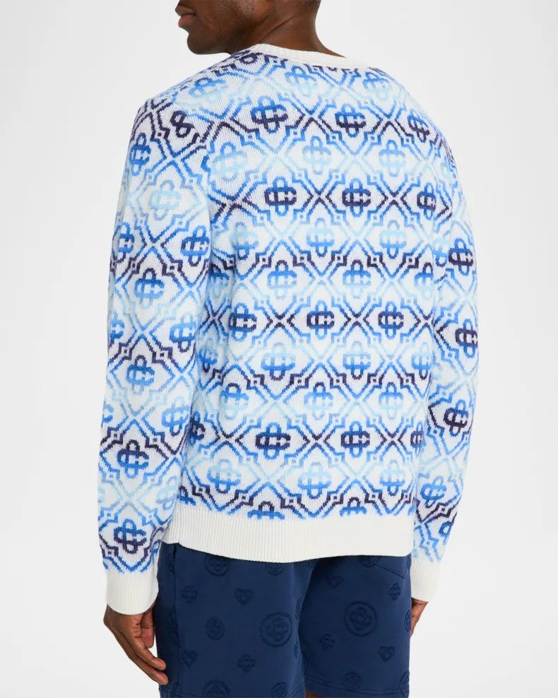 Casablanca o1h1sh10526 Space Dye Monogram Sweater in Blue/White Size US L / EU 52-54 / 3 - 3 Thumbnail