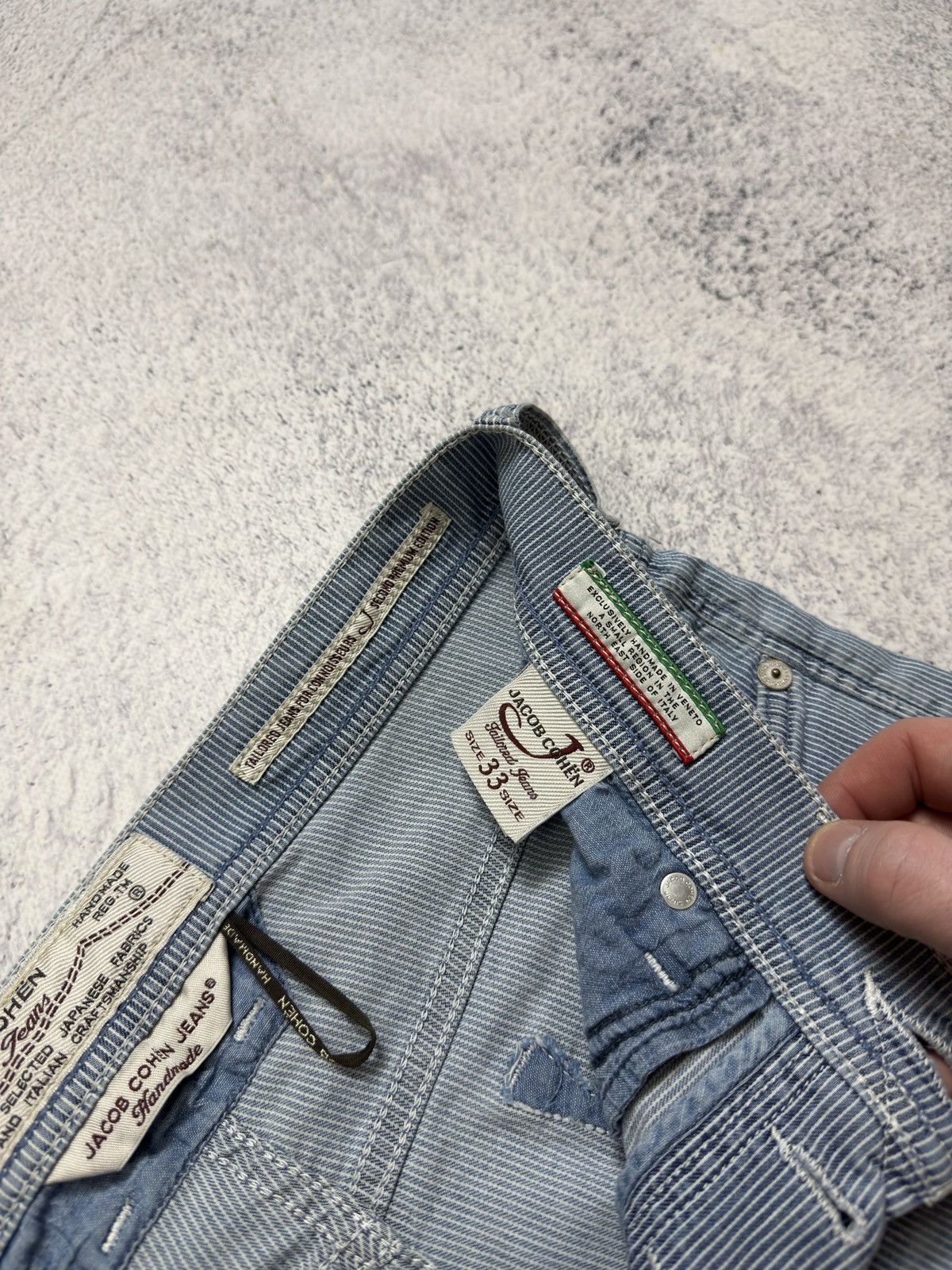 Jacob Cohen Jacob Cohën PW633 Pinstripe Shorts Handmade Premium Denim Size US 33 - 15 Thumbnail