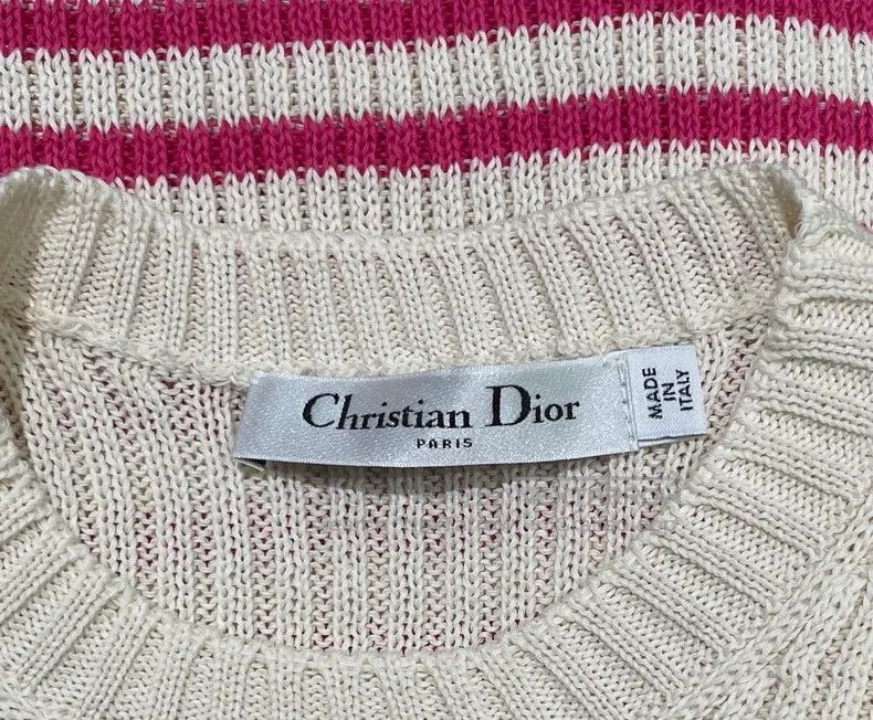 Dior Dior Pink and white striped jacquard knitted short sleeves Size XXS / US 00 / IT 34 - 6 Thumbnail