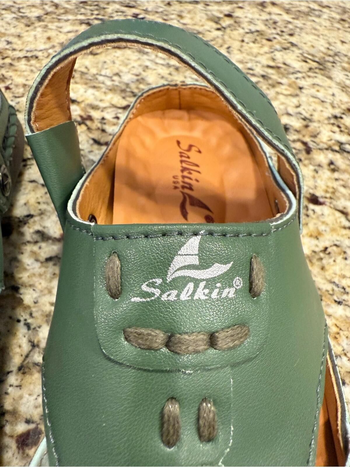 Other Salkin leather green slip on comfort shoe sling back SZ 39 Size US 7.5 / IT 37.5 - 11 Thumbnail
