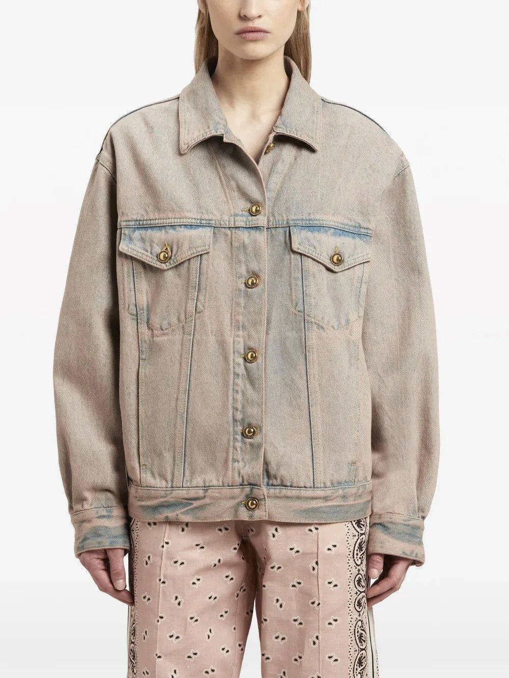 Palm Angels o1y1125 Denim Jacket in Light Brown Size S / US 4 / IT 40 - 2 Thumbnail
