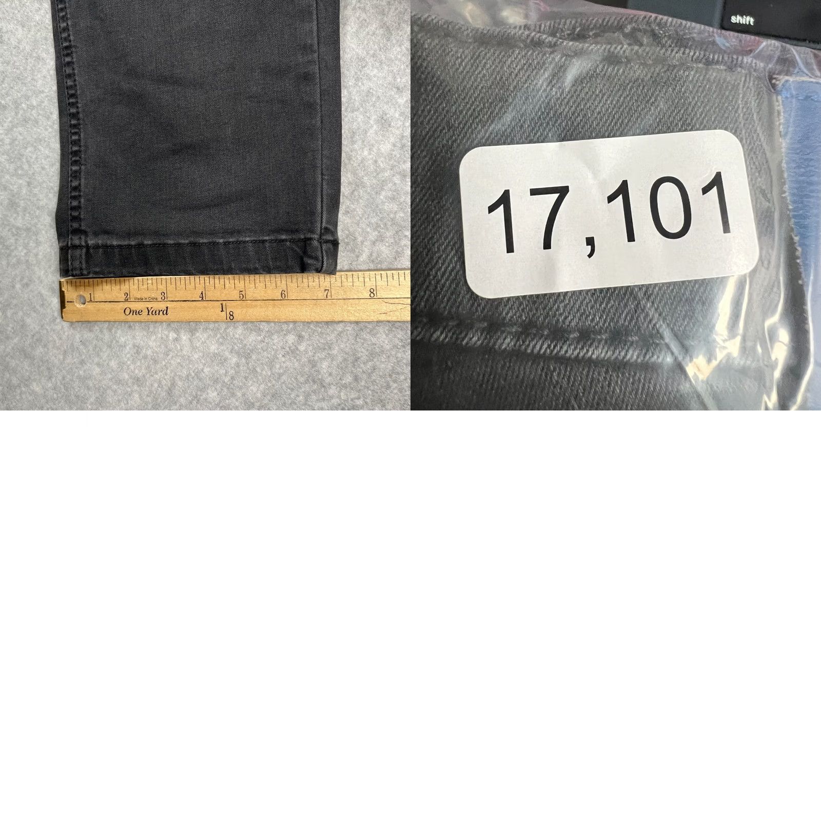Denime Mugsy Willys Slim Fit Jeans Mens 33x30 Grey Cotton Stretch Denim Pants Size US 33 - 8 Thumbnail