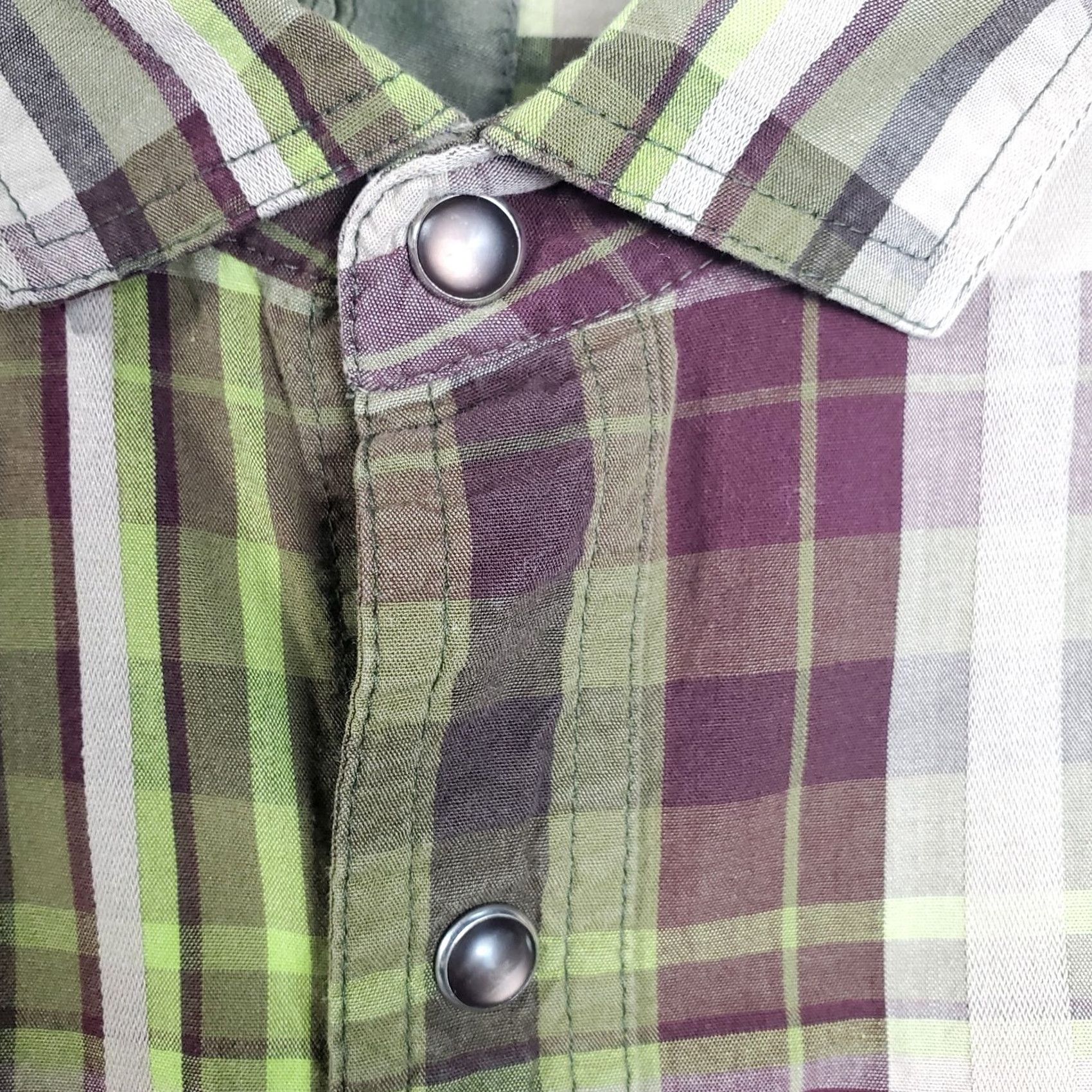 Prana PrAna Shirt Mens Large Brown Green Plaid Long Sleeve Black Pearl Snap Western Shirt Size US L / EU 52-54 / 3 - 4 Thumbnail