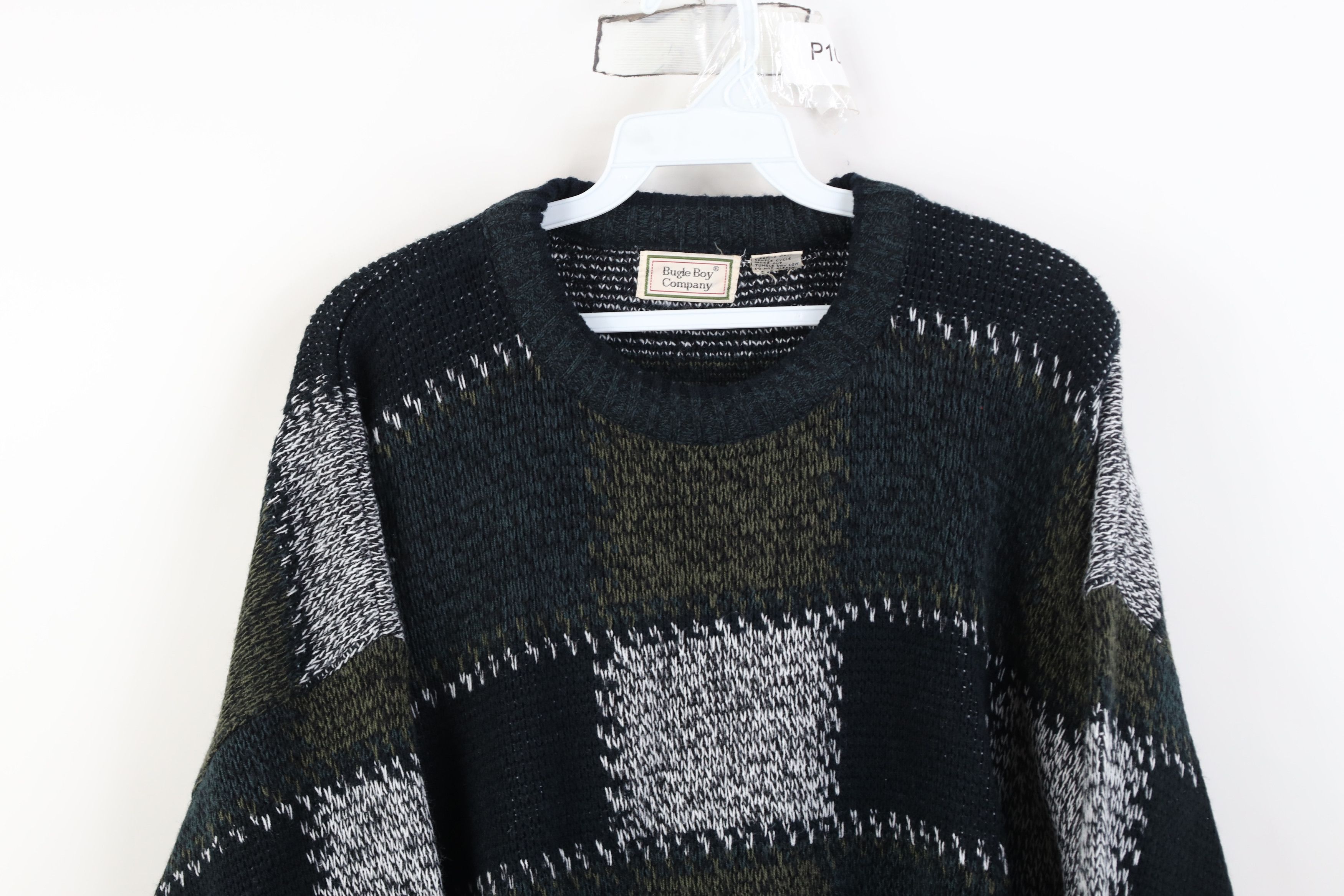 Vintage Vintage 90s Streetwear Checkered Knit Crewneck Sweater Size US L / EU 52-54 / 3 - 2 Thumbnail