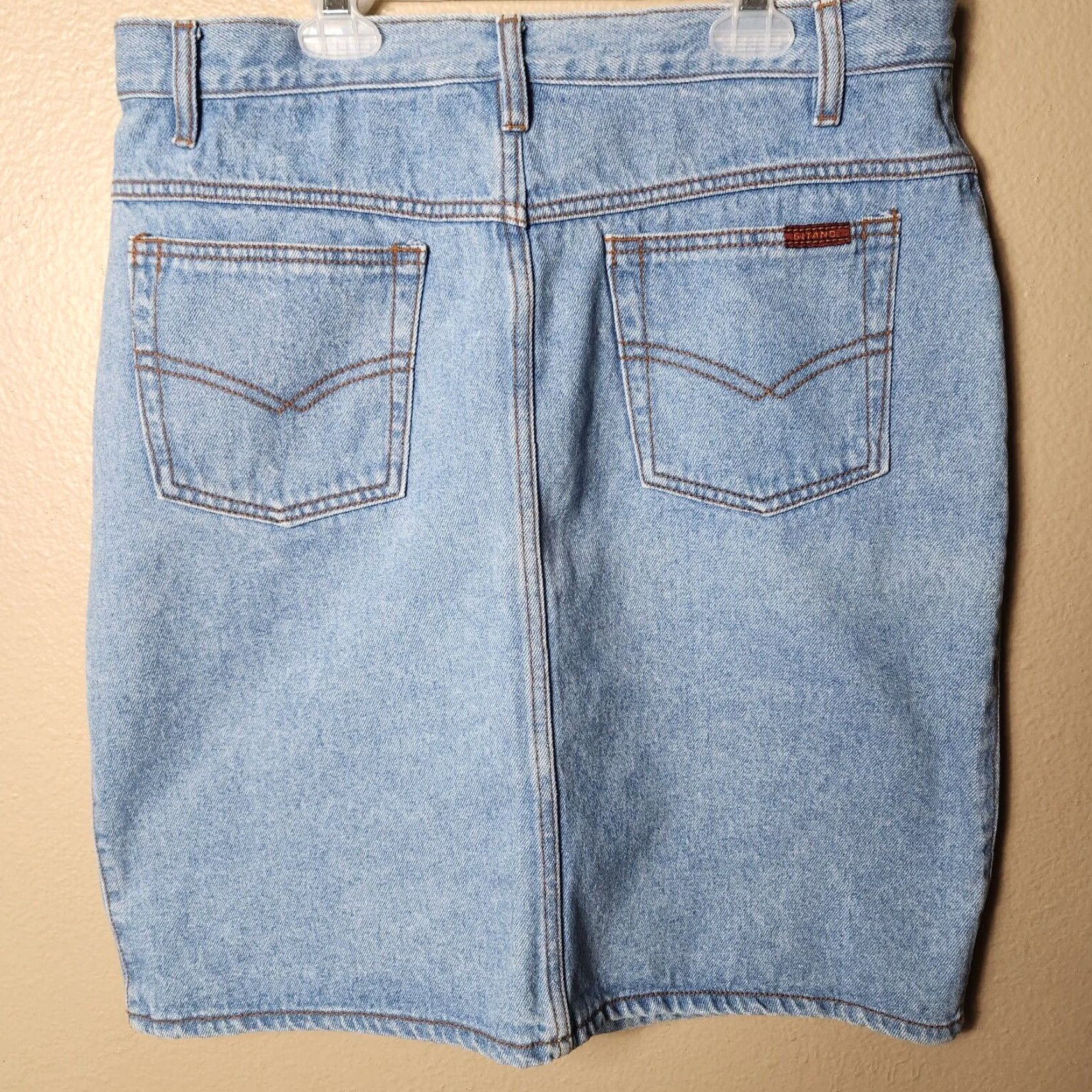 Vintage VINTAGE Gitano Skirt Jeans Yoked Light Wash Above Knee Length 16 Women Size 38" / US 16 / IT 52 - 3 Thumbnail