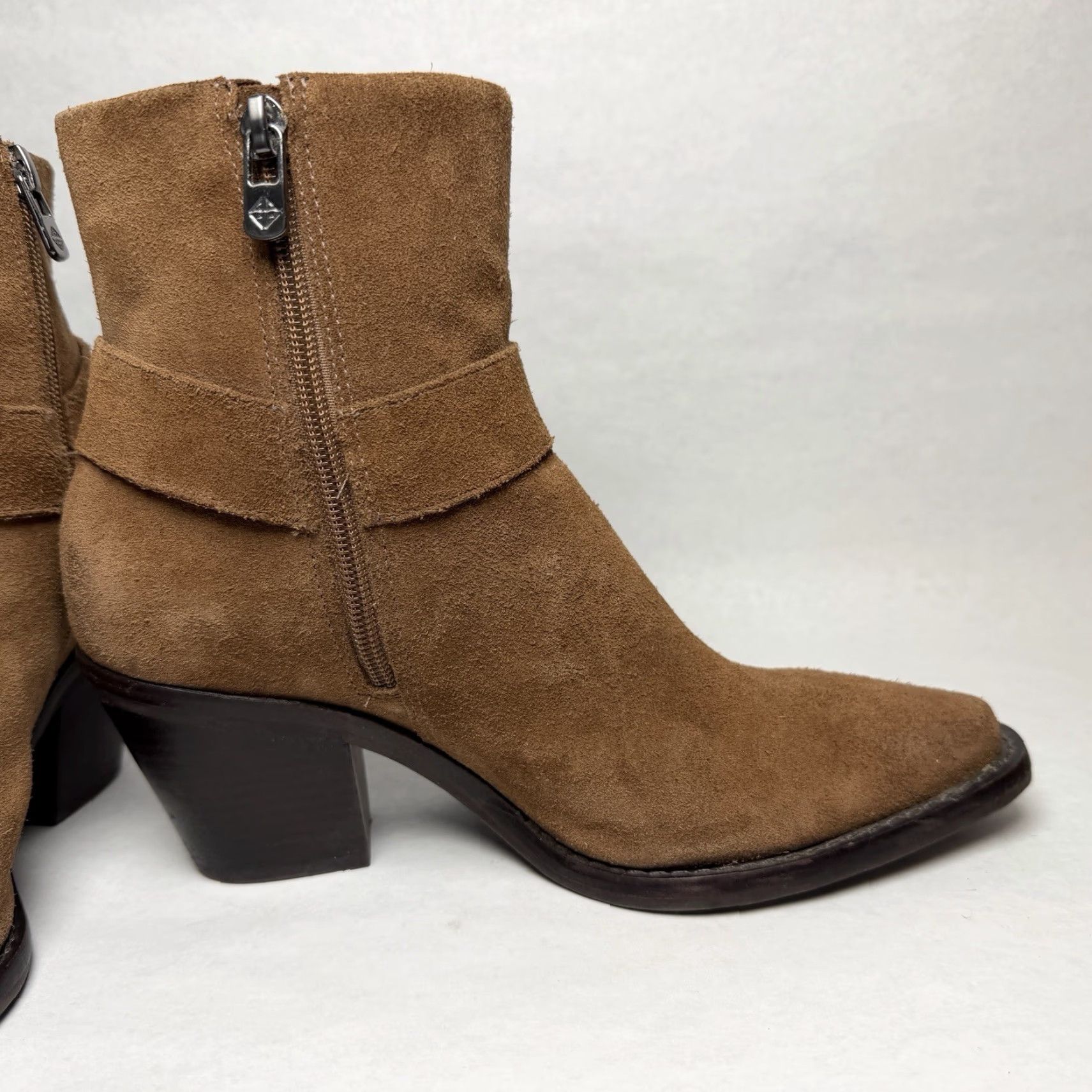 Vintage Antonio Melani Tabbie Oiled Suede Buckle Ankle Boots Women's Size 6M Brown Western/Bohemian Size US 6 / IT 36 - 7 Thumbnail