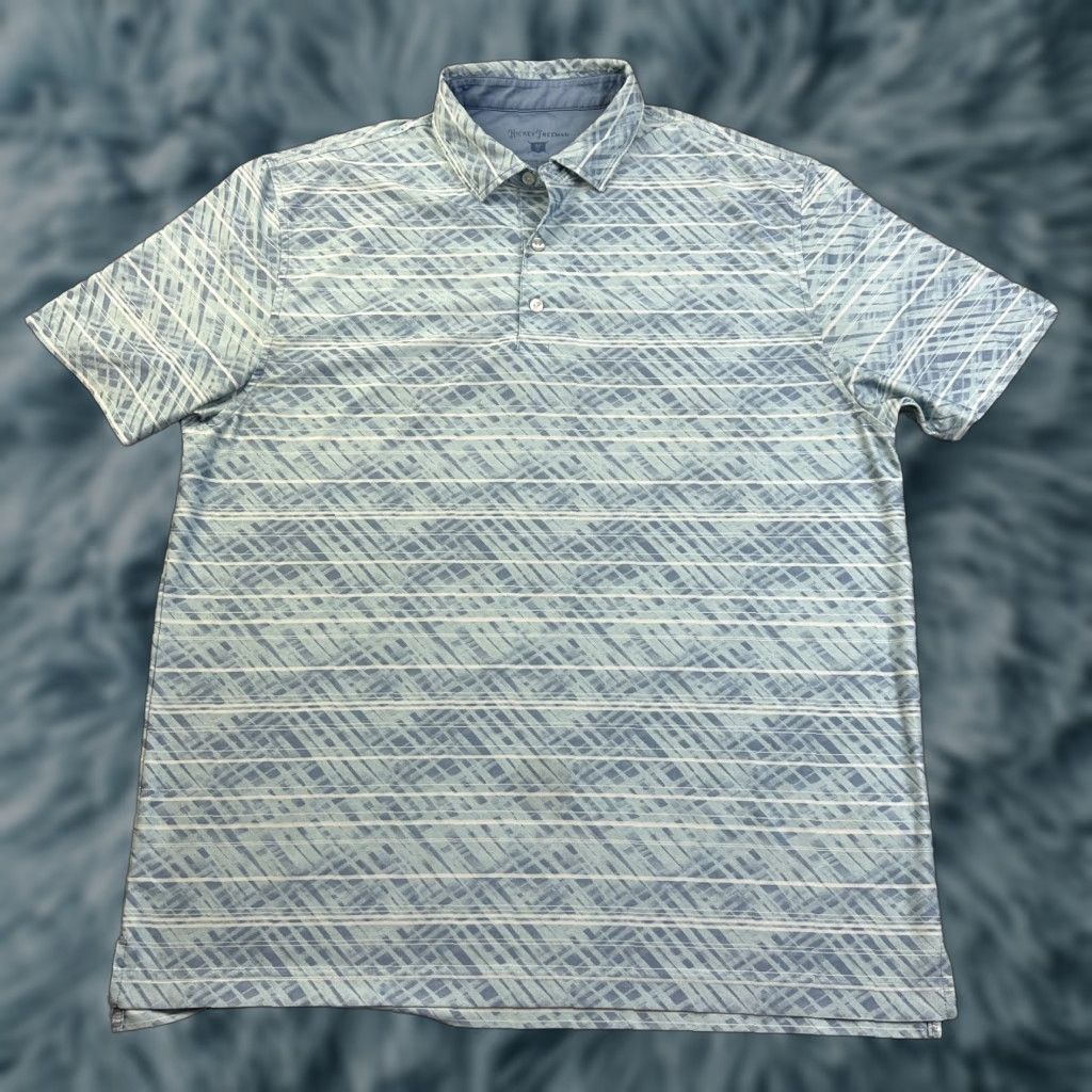 Vintage Hickey Freeman Polo Shirt Mens Large Blue Striped Golf Stretch Lightweight Size US L / EU 52-54 / 3 - 1 Thumbnail